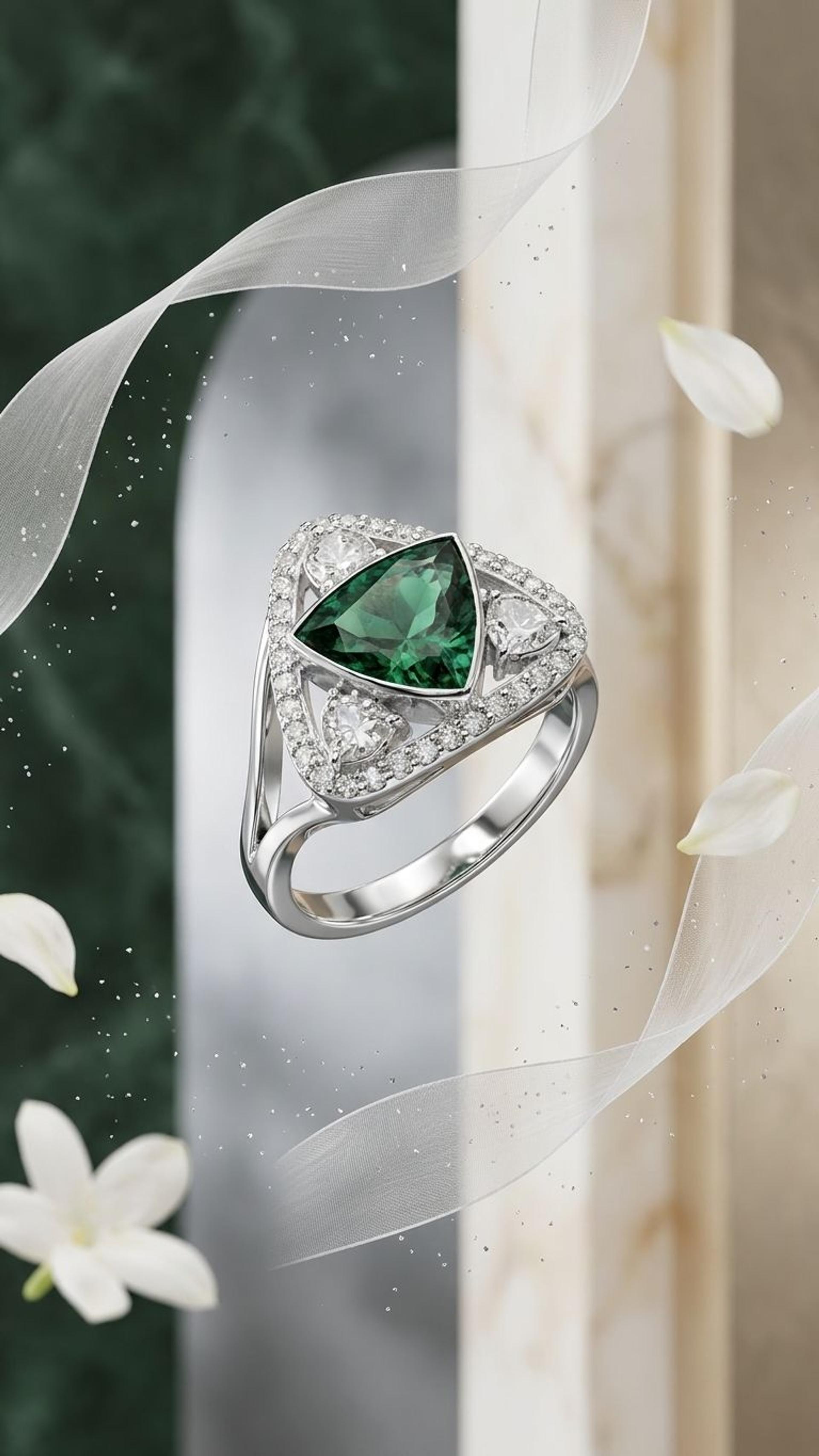 Diamond Polki Ring view 2 — Rings in 92.5 Sterling Silver