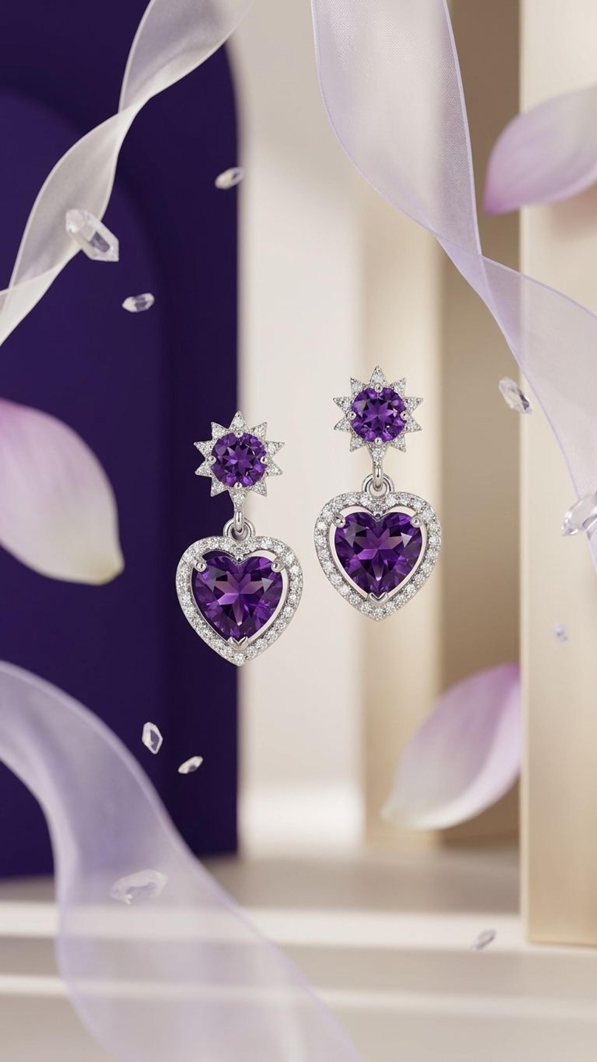 Amethyst Earrings view 3 — Earrings in 92.5 Sterling Silver