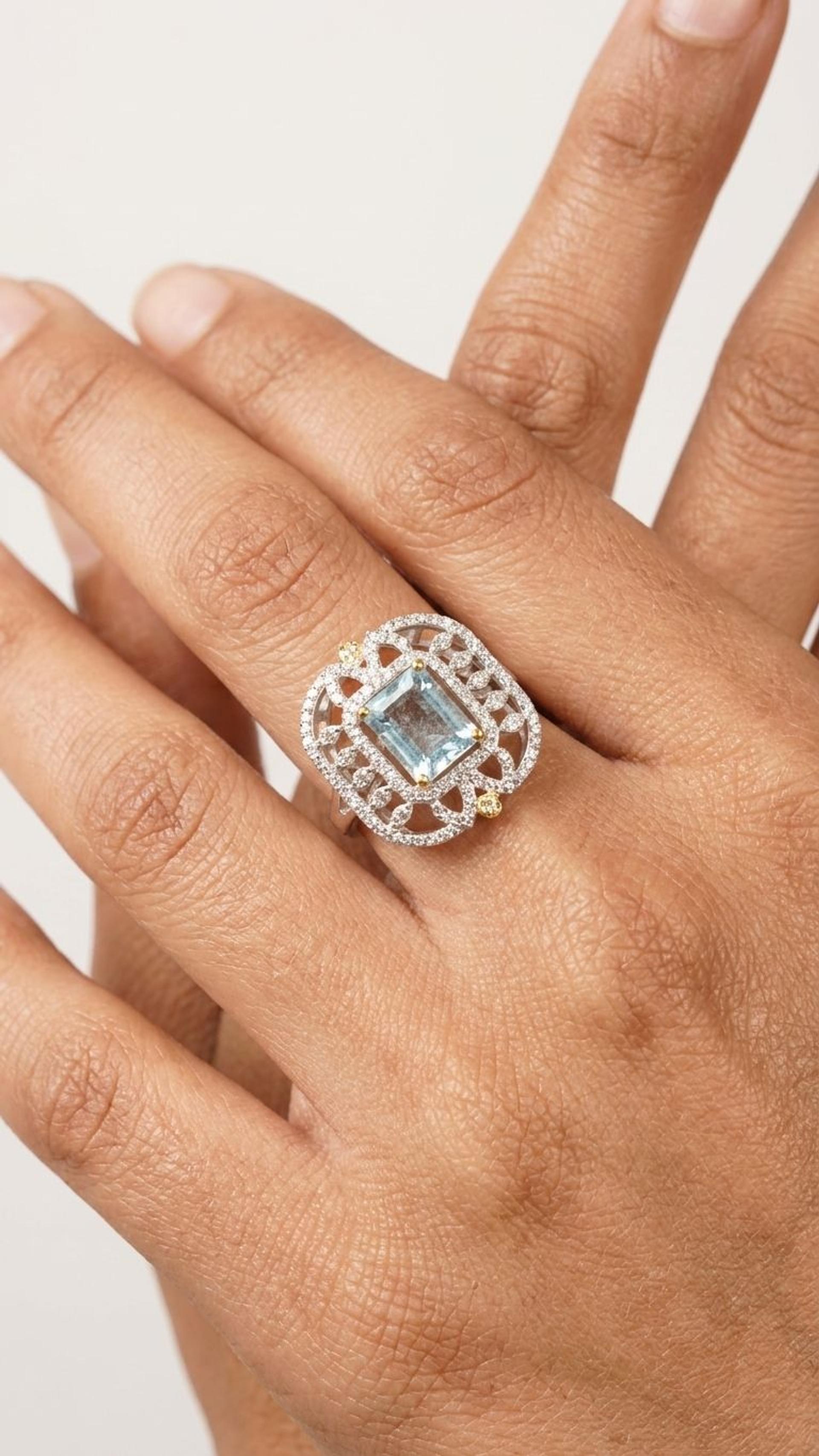 Aquamarine Ring view 2 — Rings in 92.5 Sterling Silver