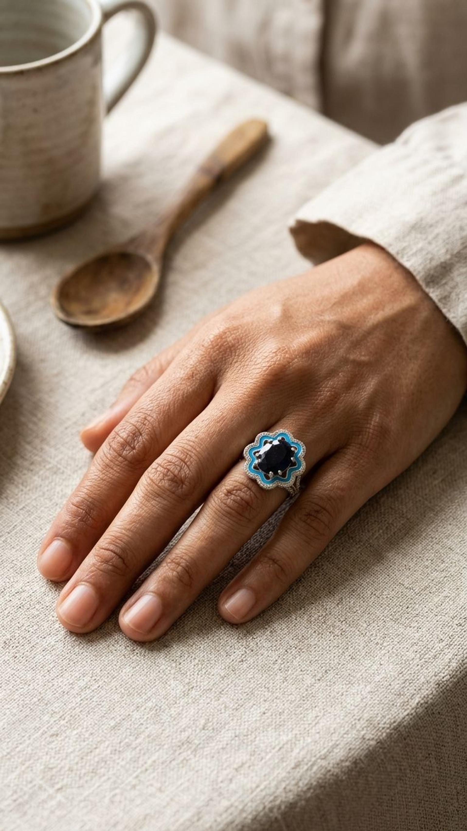 Blue Sapphire Blue Sapphire Ring in 92.5 Sterling Silver — Surya Jewellers Jaipur