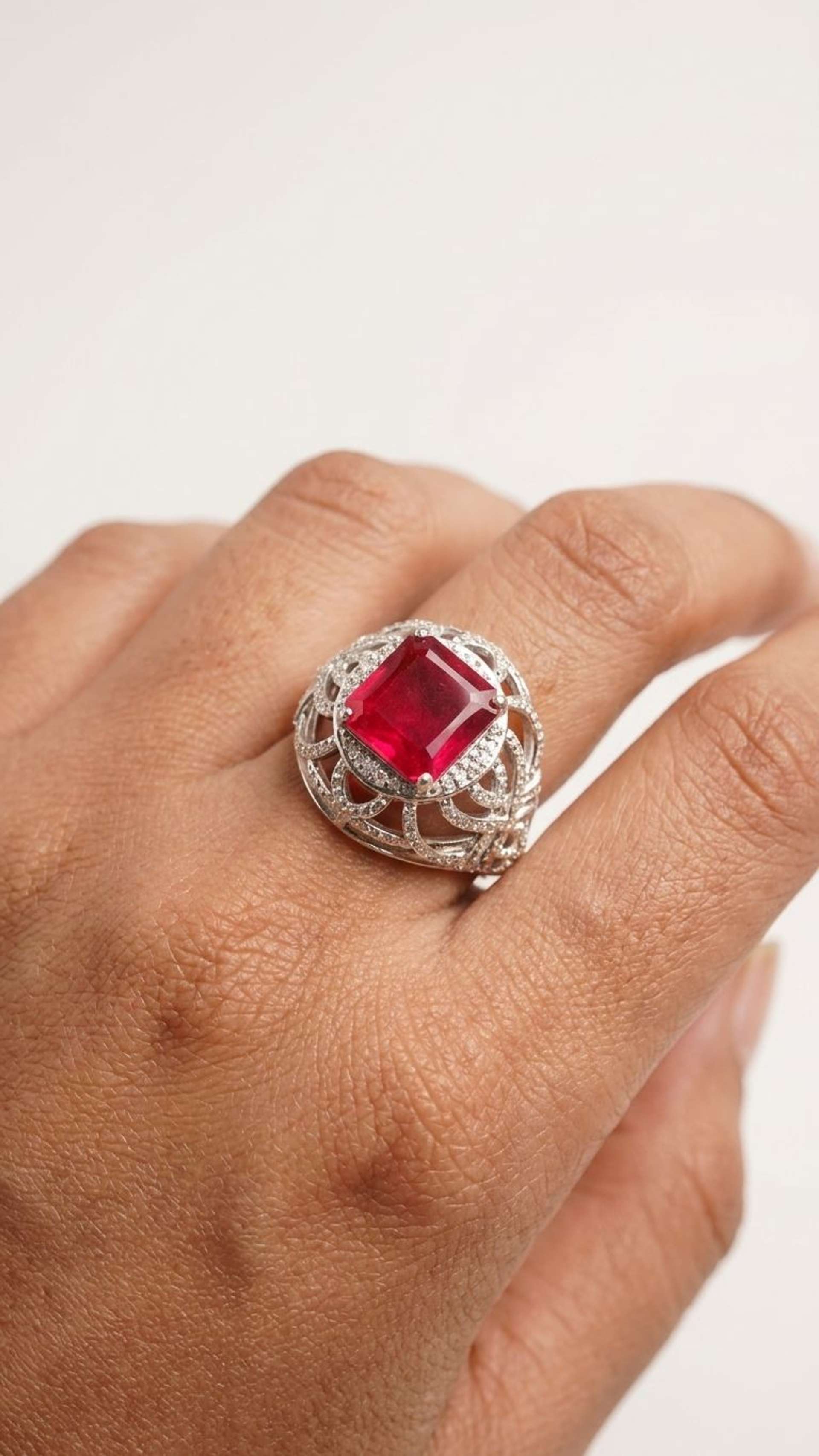 Ruby Ring in 92.5 sterling silver by Surya Jewellers Jaipur