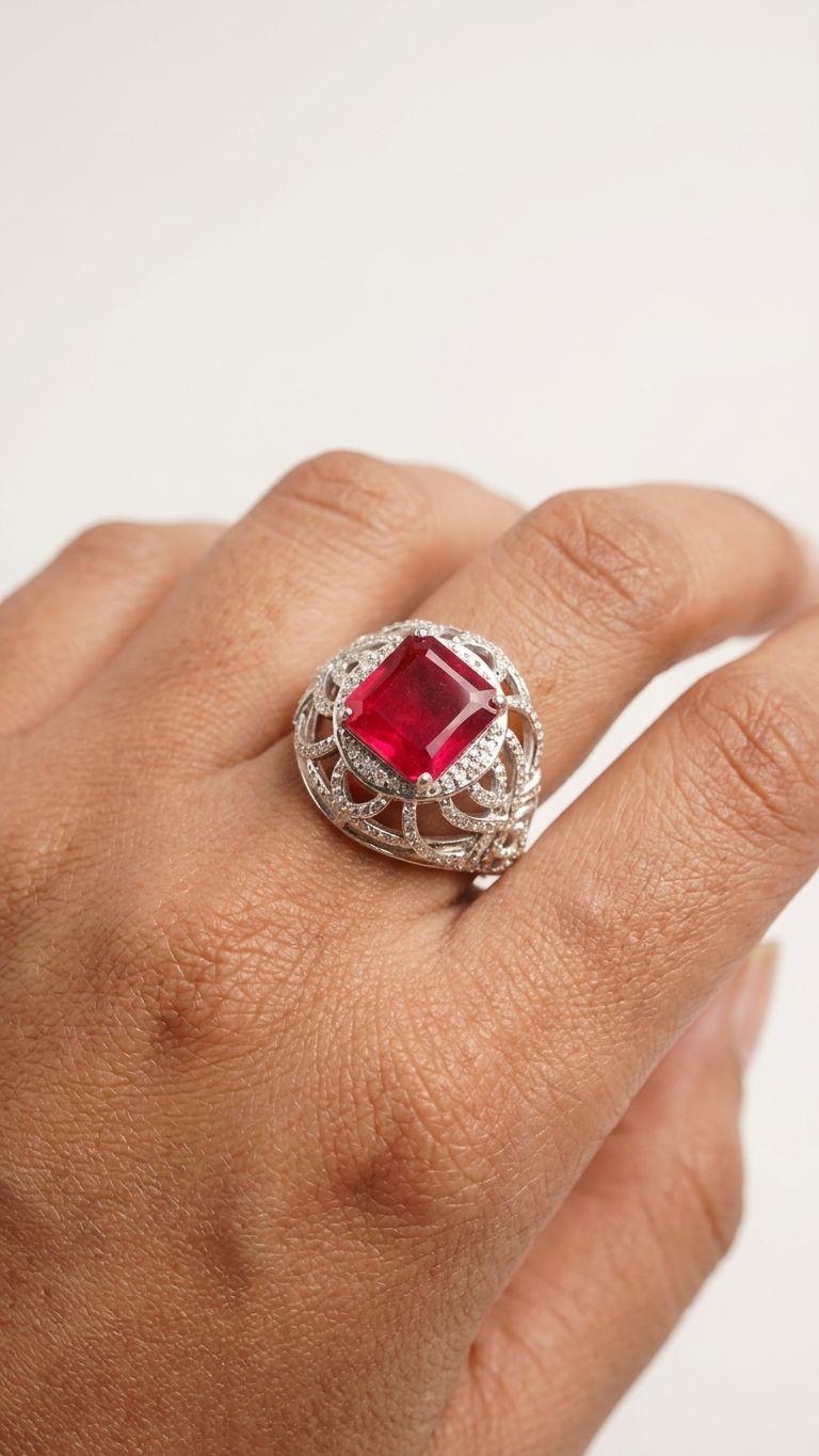 Ruby Ruby Ring in 92.5 Sterling Silver — Surya Jewellers Jaipur