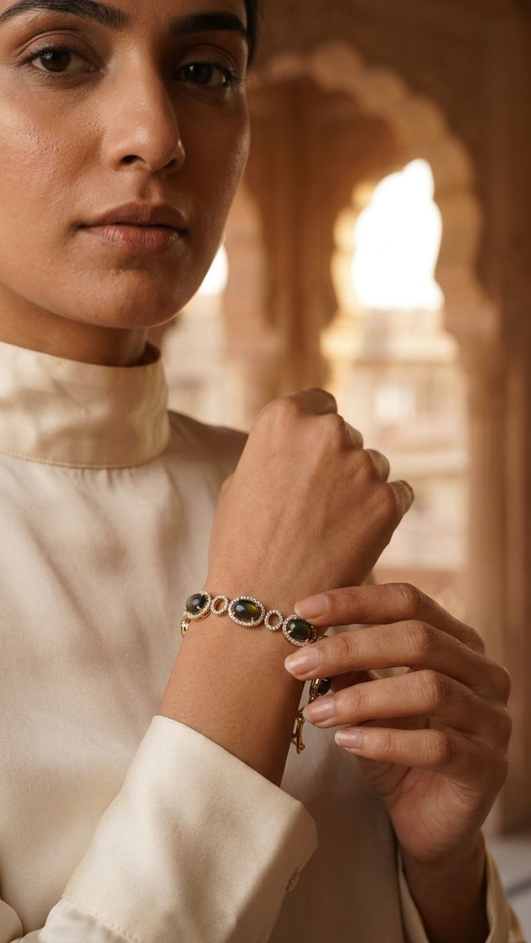 Black Opal Bracelet view 3 — Bracelets in 92.5 Sterling Silver