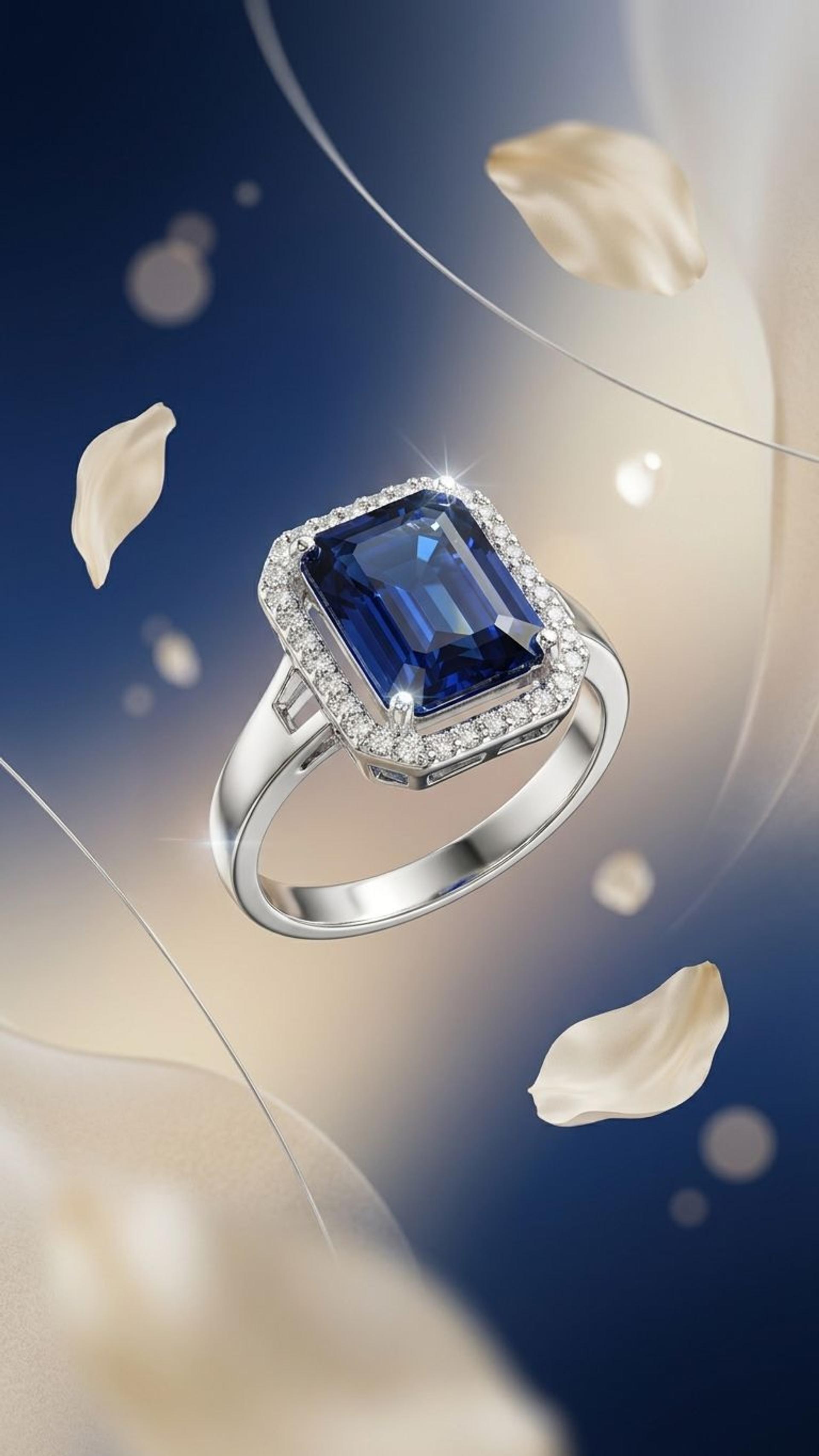 Blue Sapphire Ring view 2 — Rings in 92.5 Sterling Silver