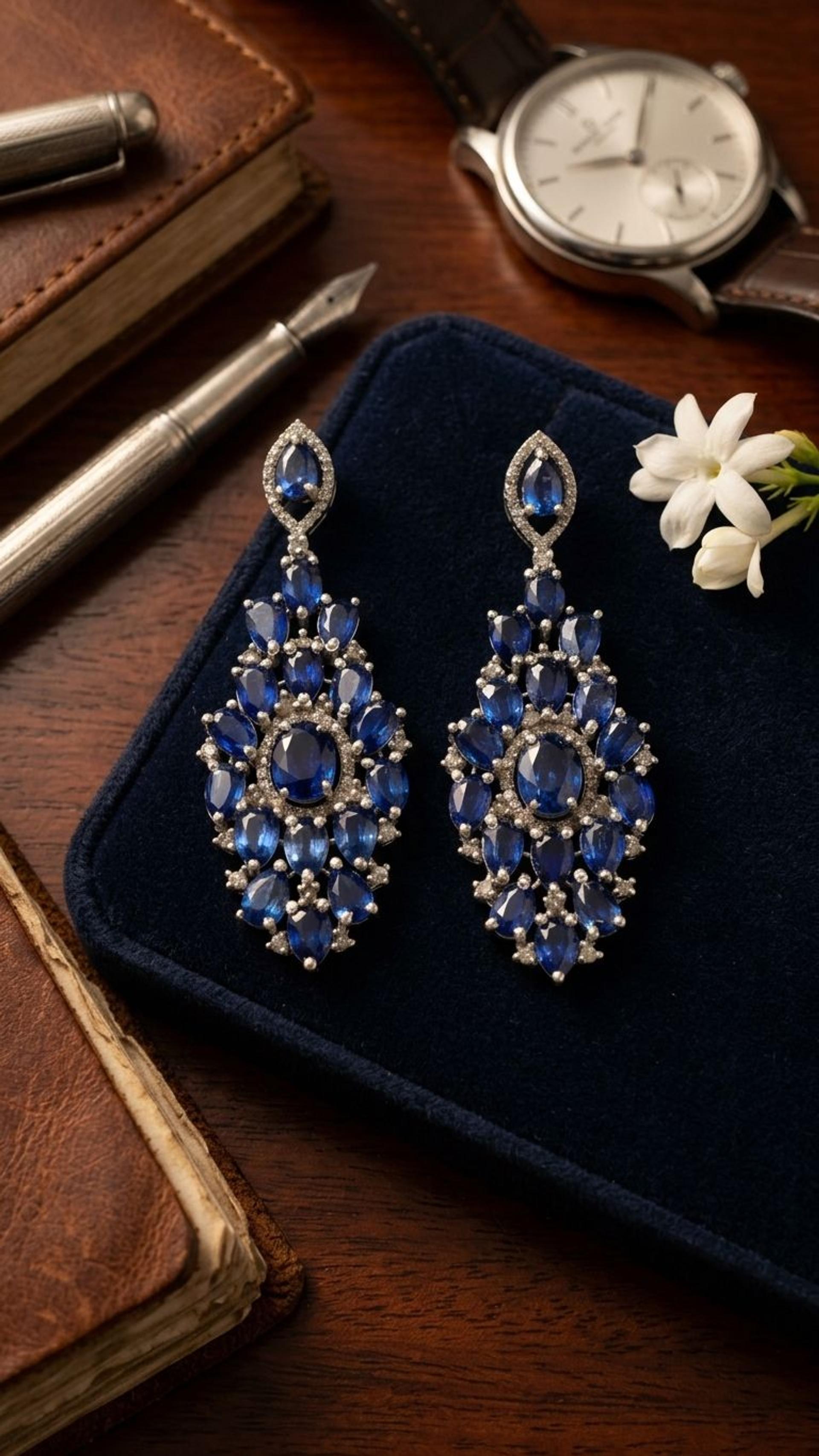 Kyanite Earrings view 3 — Earrings in 92.5 Sterling Silver