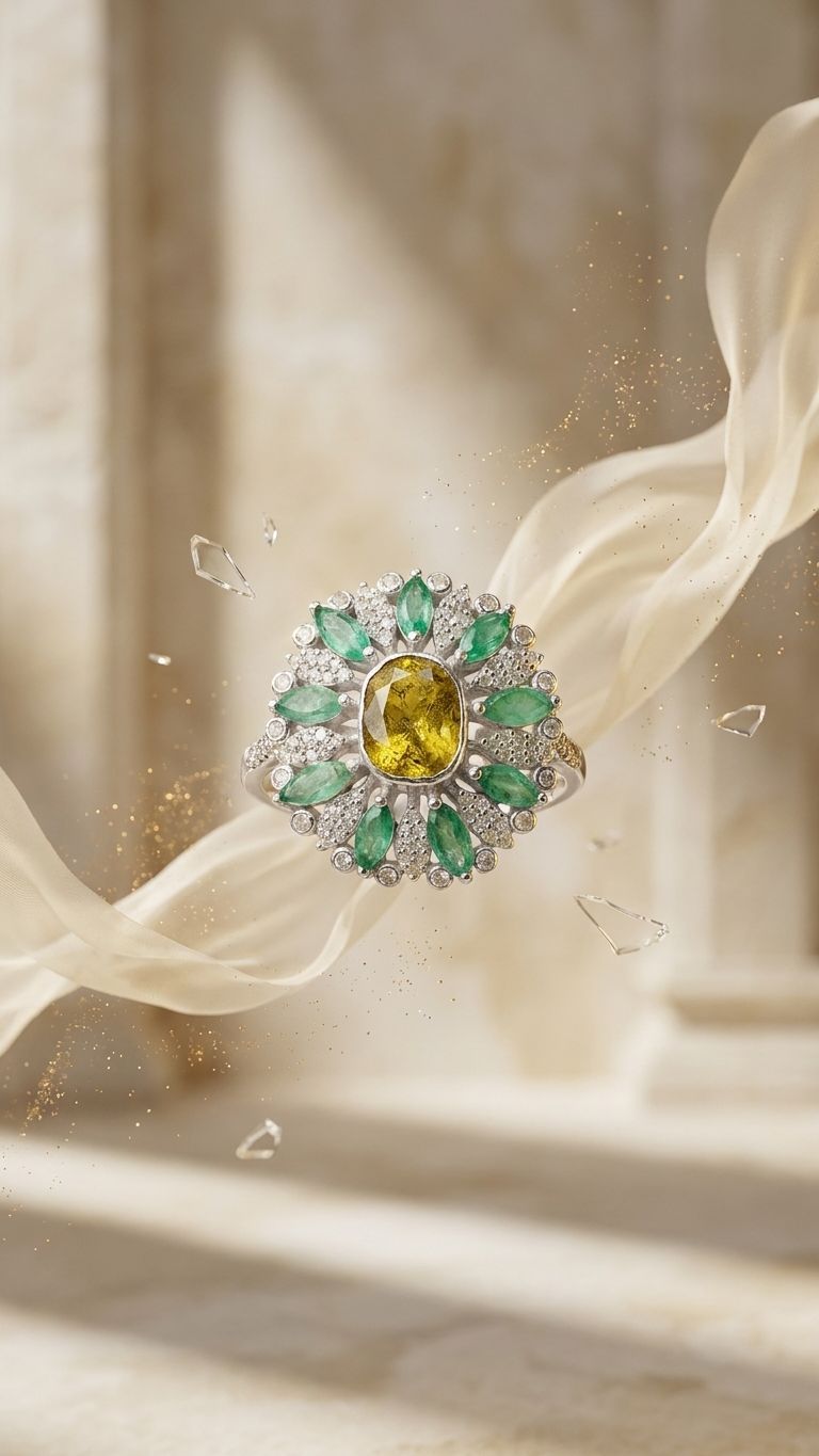 Emerald Ring view 2 — Rings in 92.5 Sterling Silver