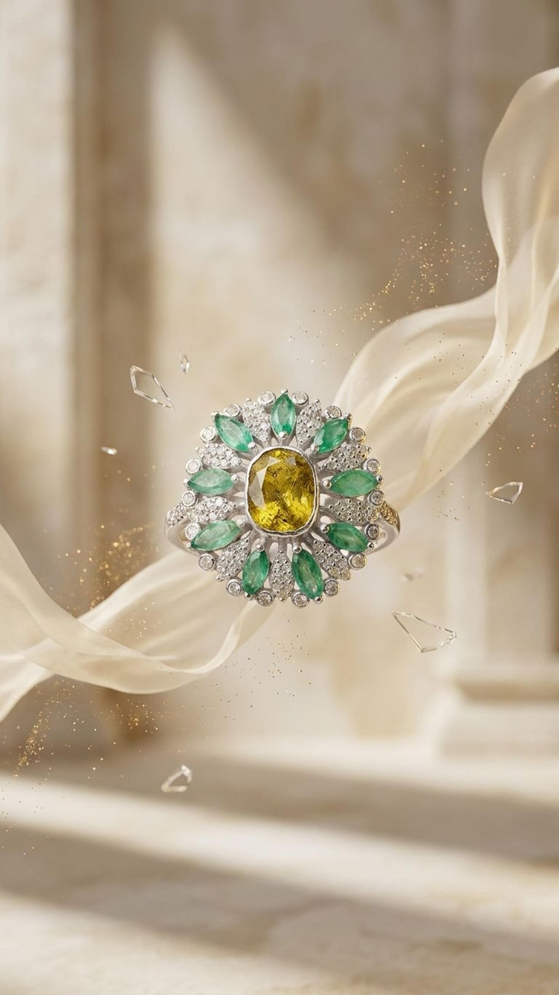 Emerald Ring view 2 — Rings in 92.5 Sterling Silver