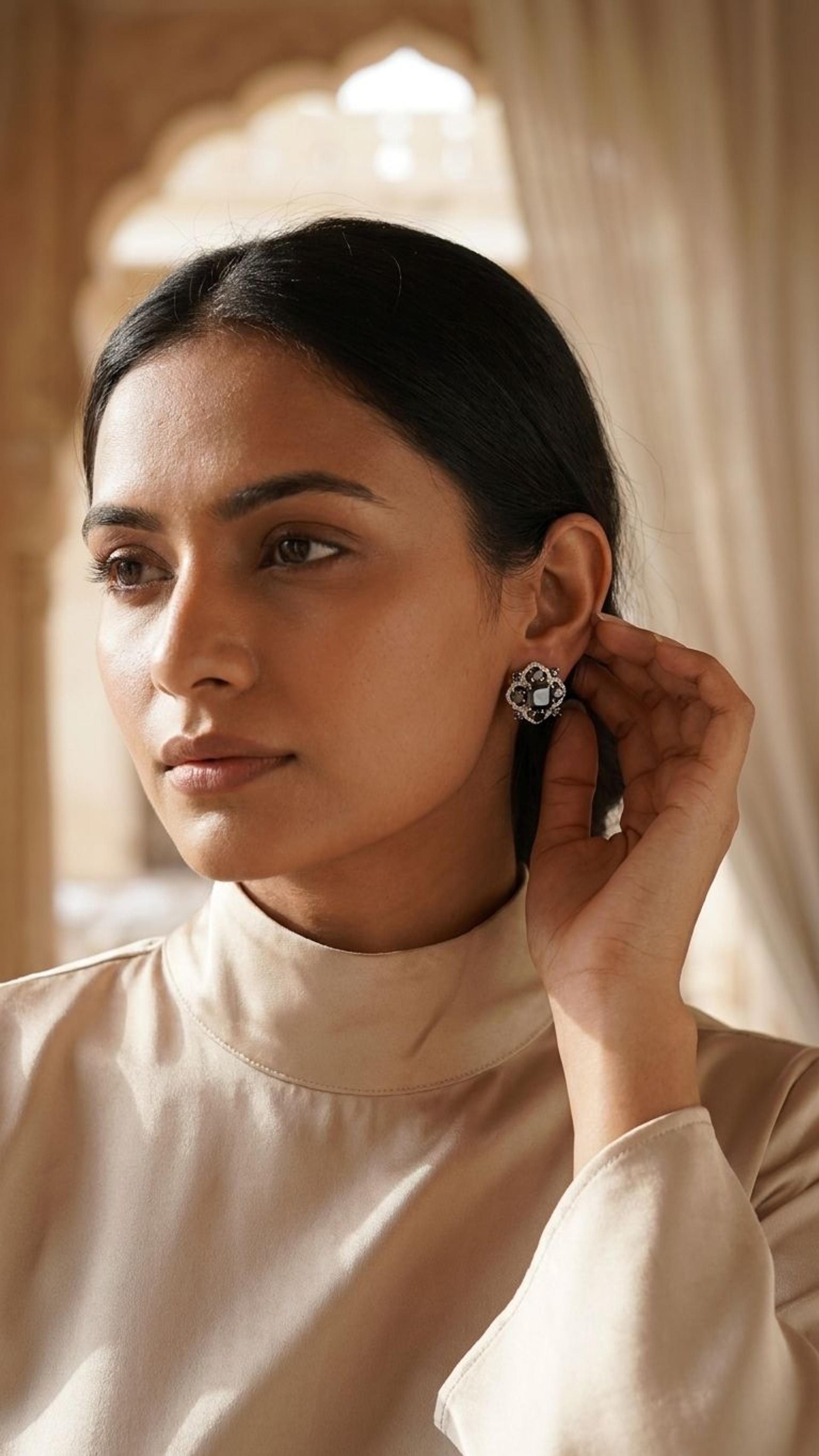 Black Diamond Stud view 4 — Studs in 92.5 Sterling Silver