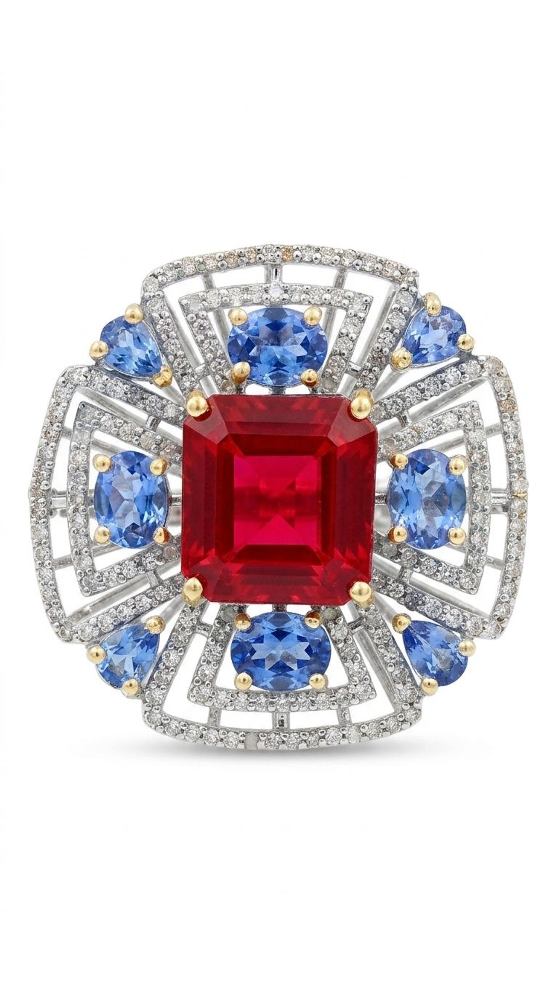 Ruby Tanzanite Ring view 4 — Rings in 92.5 Sterling Silver
