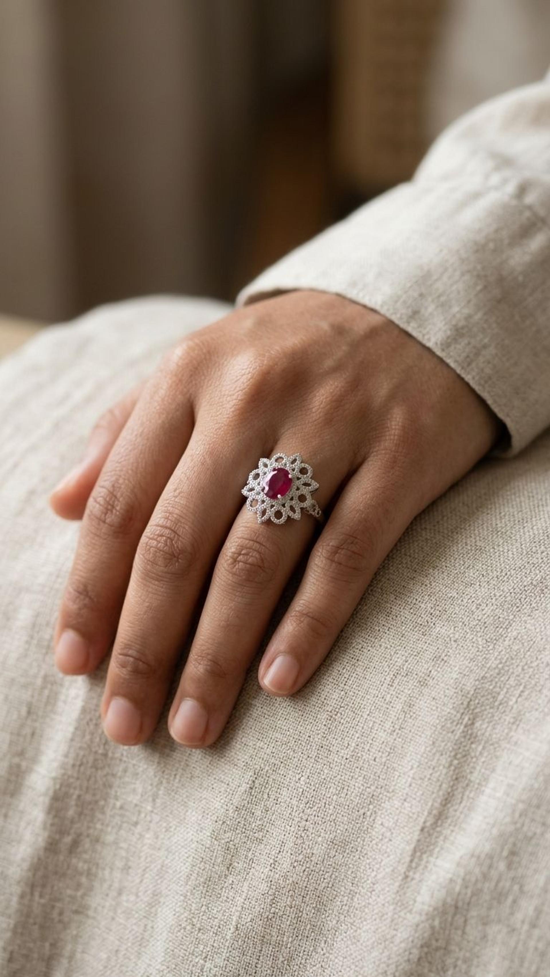 No Heat Ruby Ring view 4 — Rings in 92.5 Sterling Silver