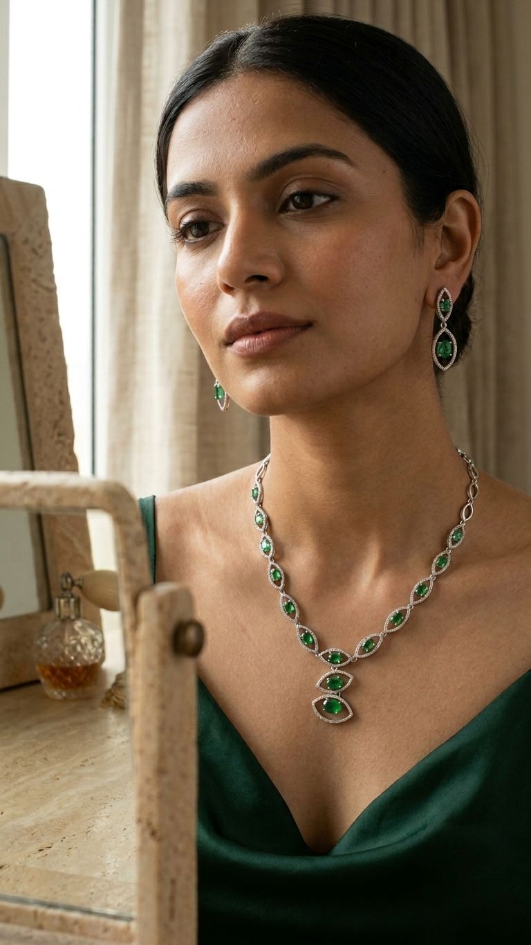 Tsavorite Necklace view 4 — Necklaces in 92.5 Sterling Silver