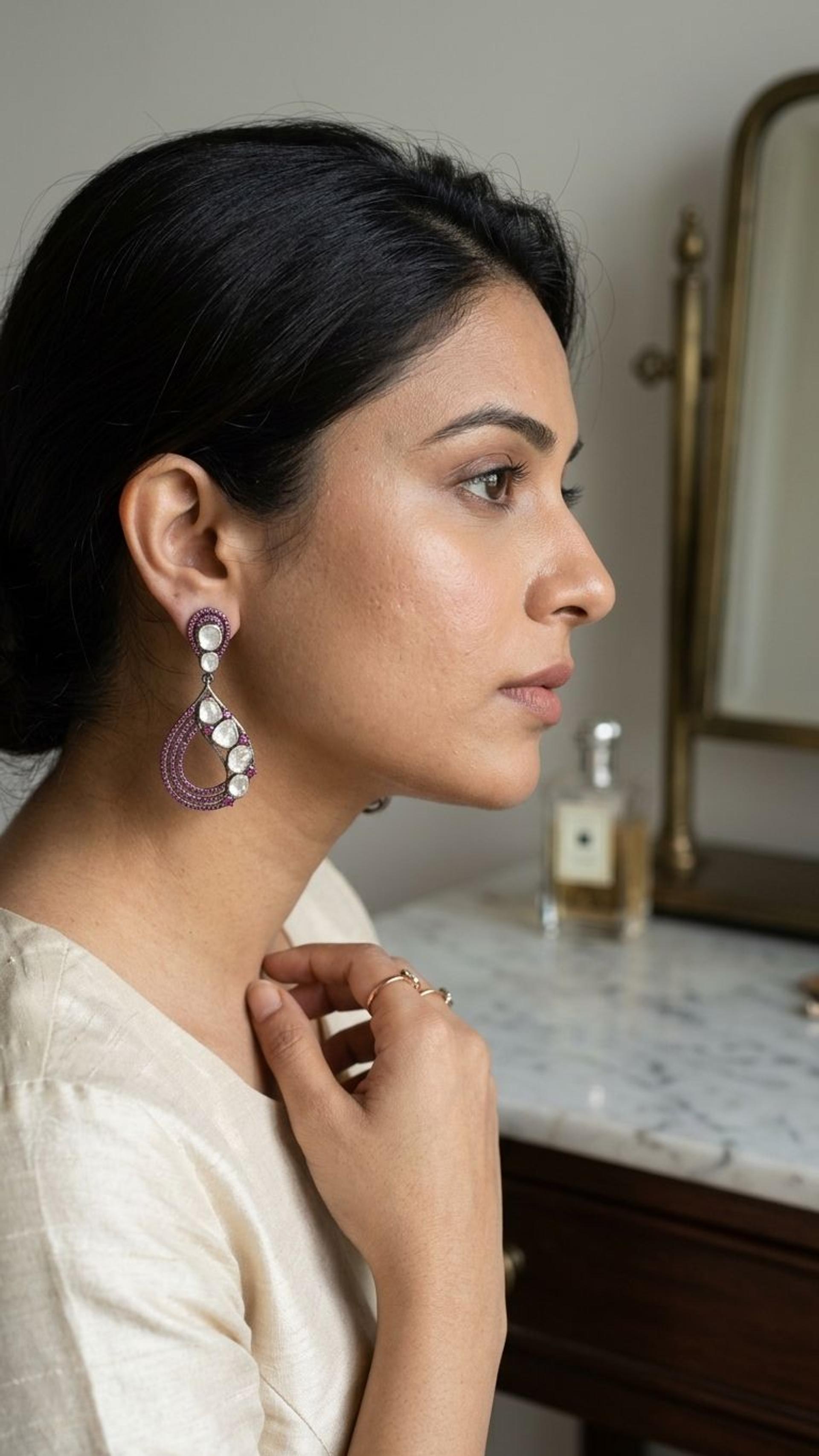 Ruby Ruby Earrings in 92.5 Sterling Silver — Surya Jewellers Jaipur