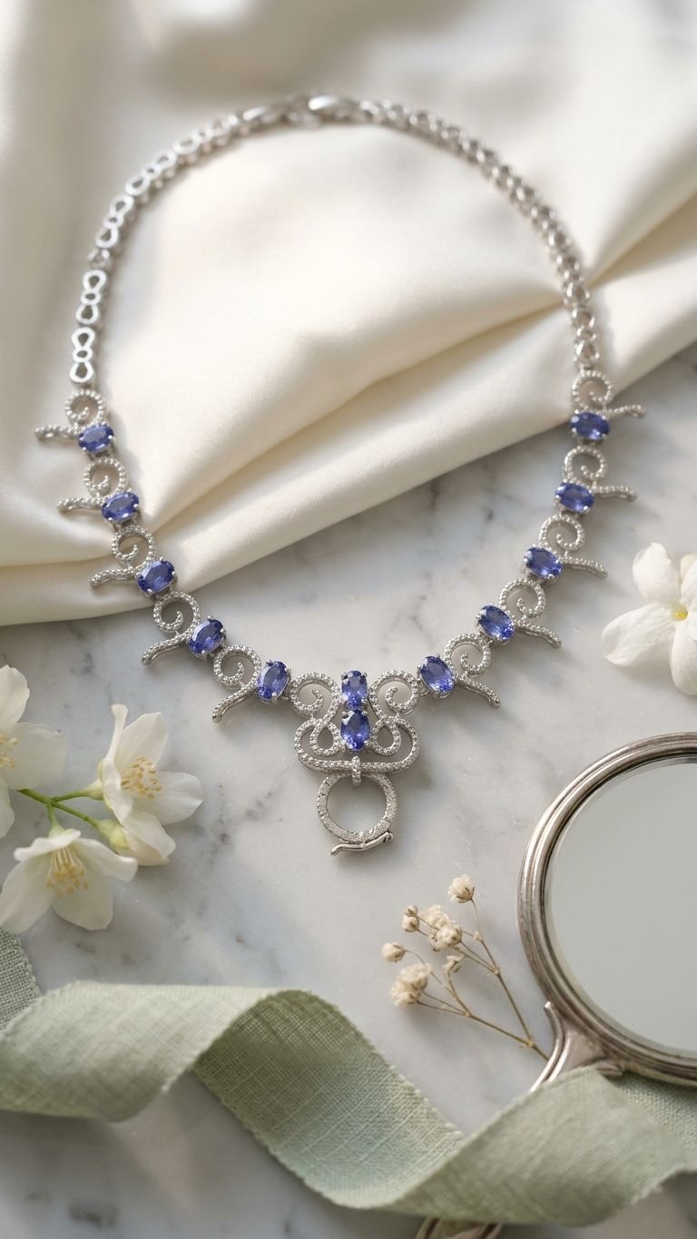 Tanzanite Necklace view 4 — Necklaces in 92.5 Sterling Silver