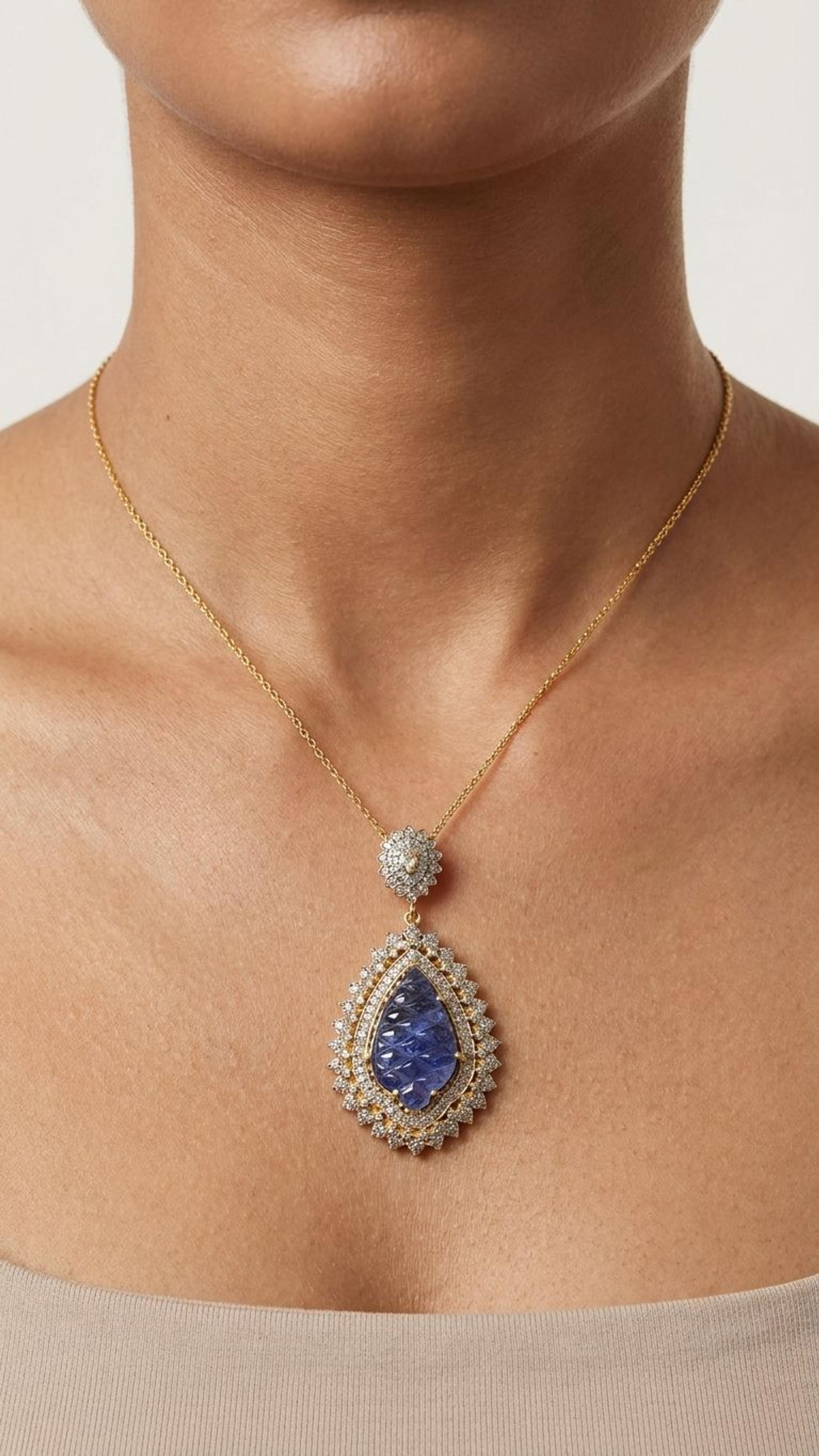 Tanzanite Pendant view 4 — Pendants in 92.5 Sterling Silver