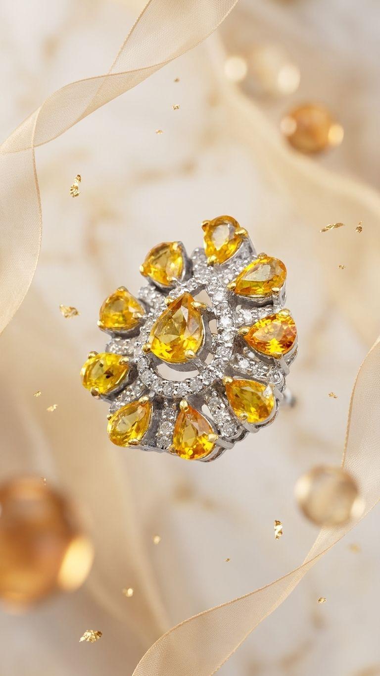 Yellow Sapphire Yellow Sapphire Stud in 92.5 Sterling Silver — Surya Jewellers Jaipur