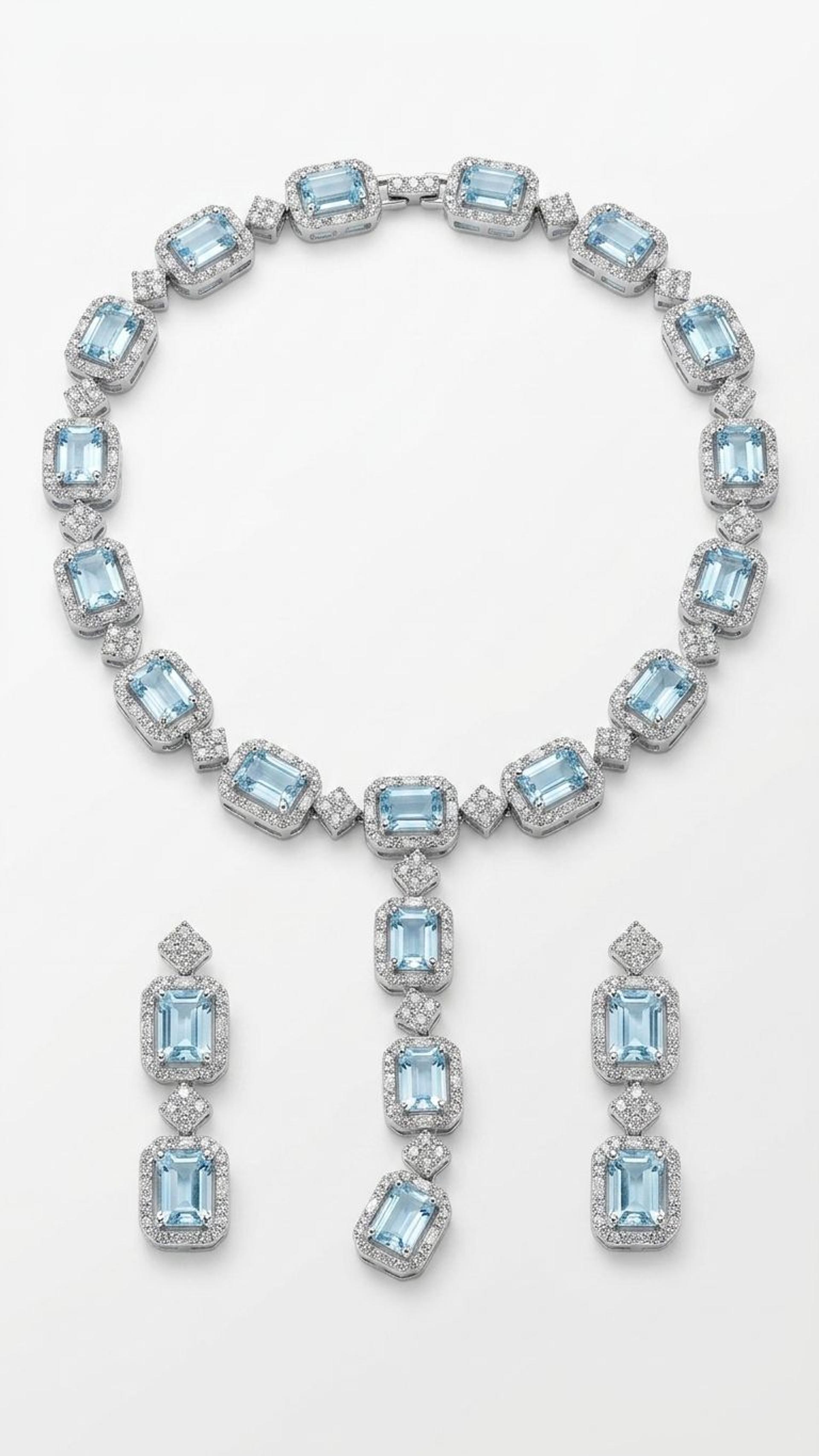 Aquamarine Necklace view 2 — Necklaces in 92.5 Sterling Silver