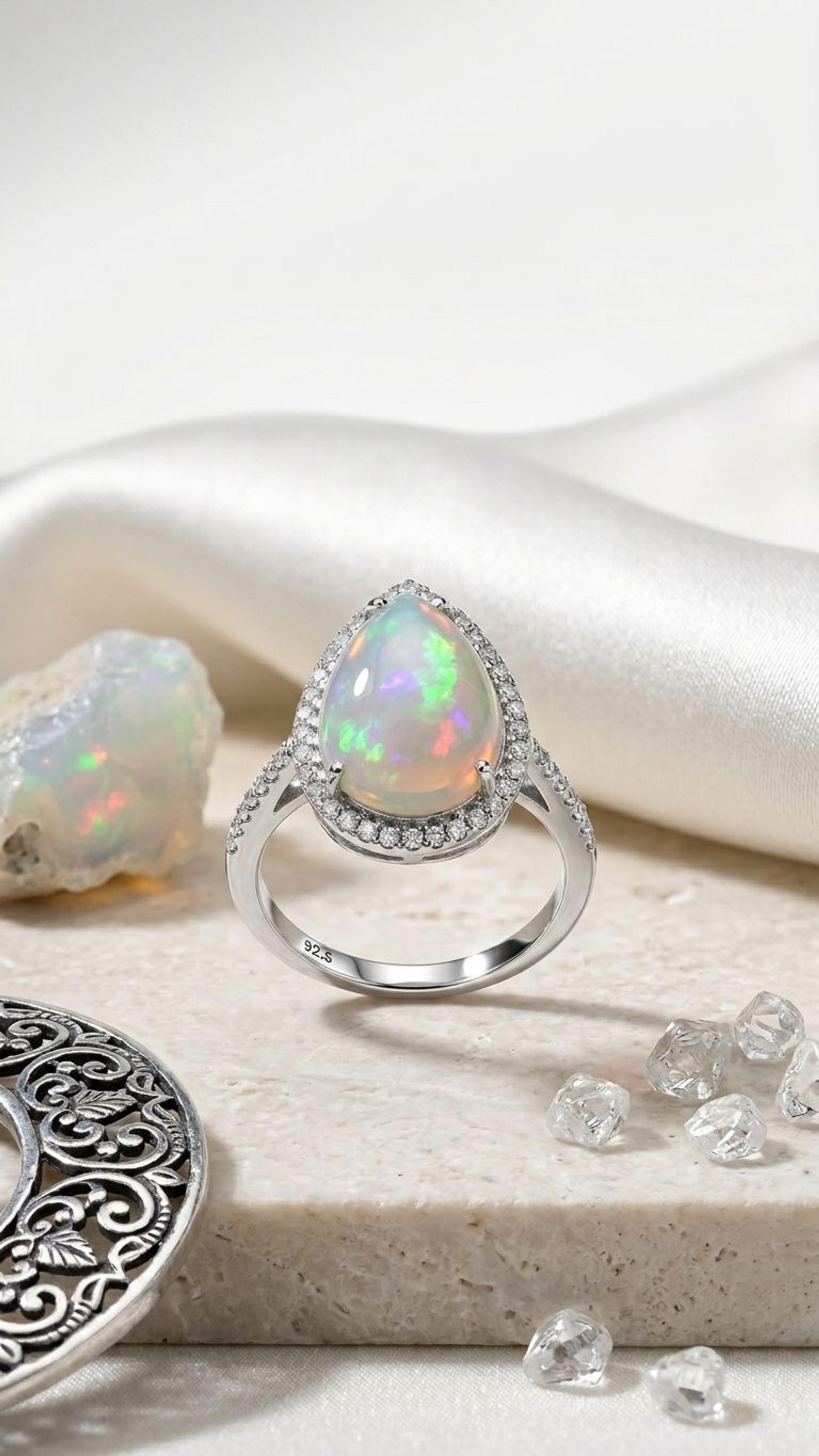 Opal Opal Ring in 92.5 Sterling Silver — Surya Jewellers Jaipur