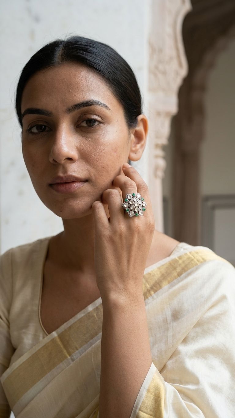 Emerald Ring view 4 — Rings in 92.5 Sterling Silver