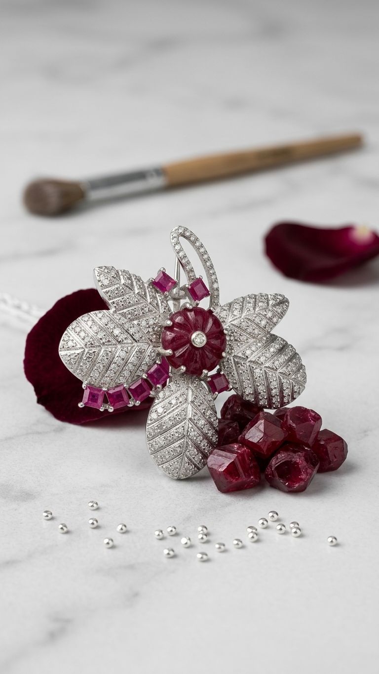Ruby Ruby Carbeen Brooch view 3 — Pendants in 92.5 Sterling Silver