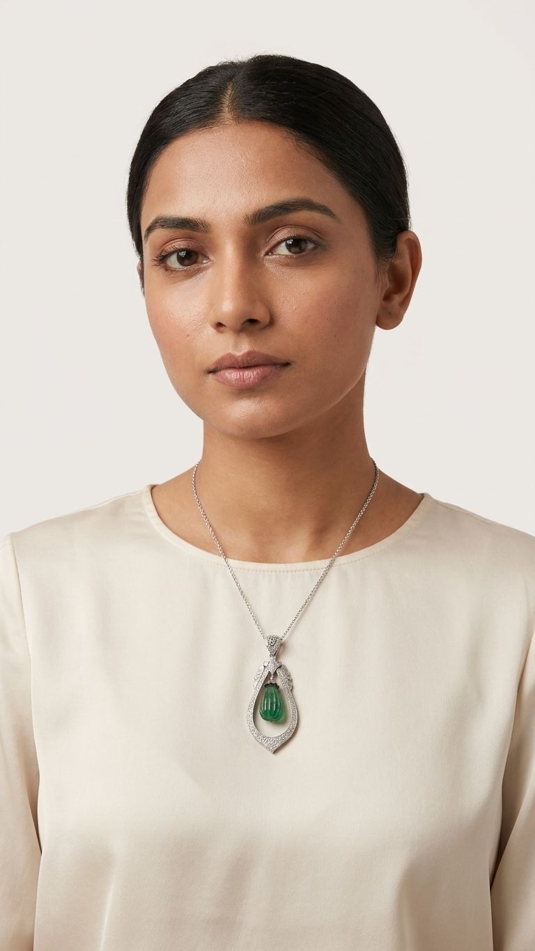 Emerald Pendant view 2 — Pendants in 92.5 Sterling Silver