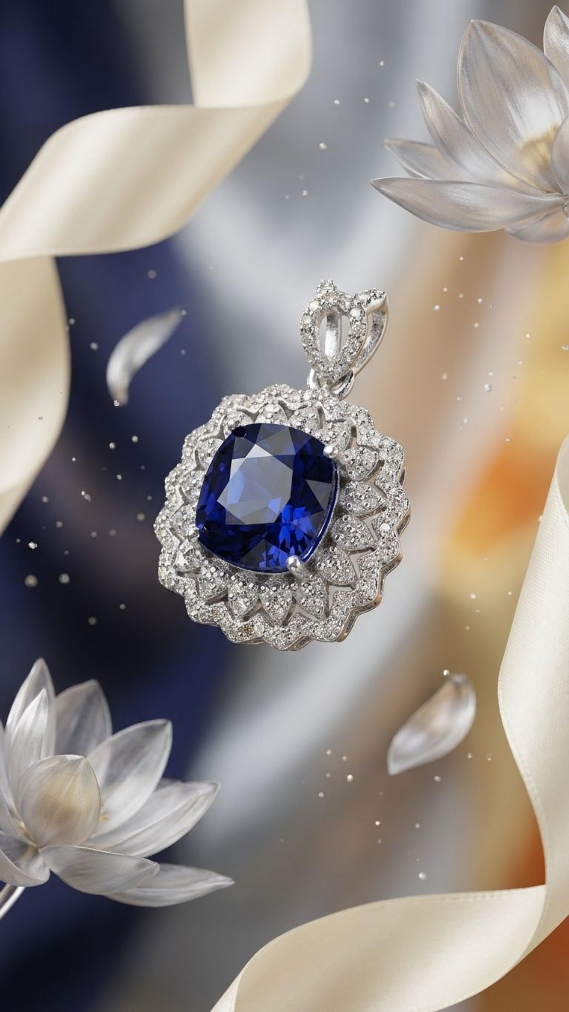 Blue Sapphire Blue Sapphire Pendant in 92.5 Sterling Silver — Surya Jewellers Jaipur