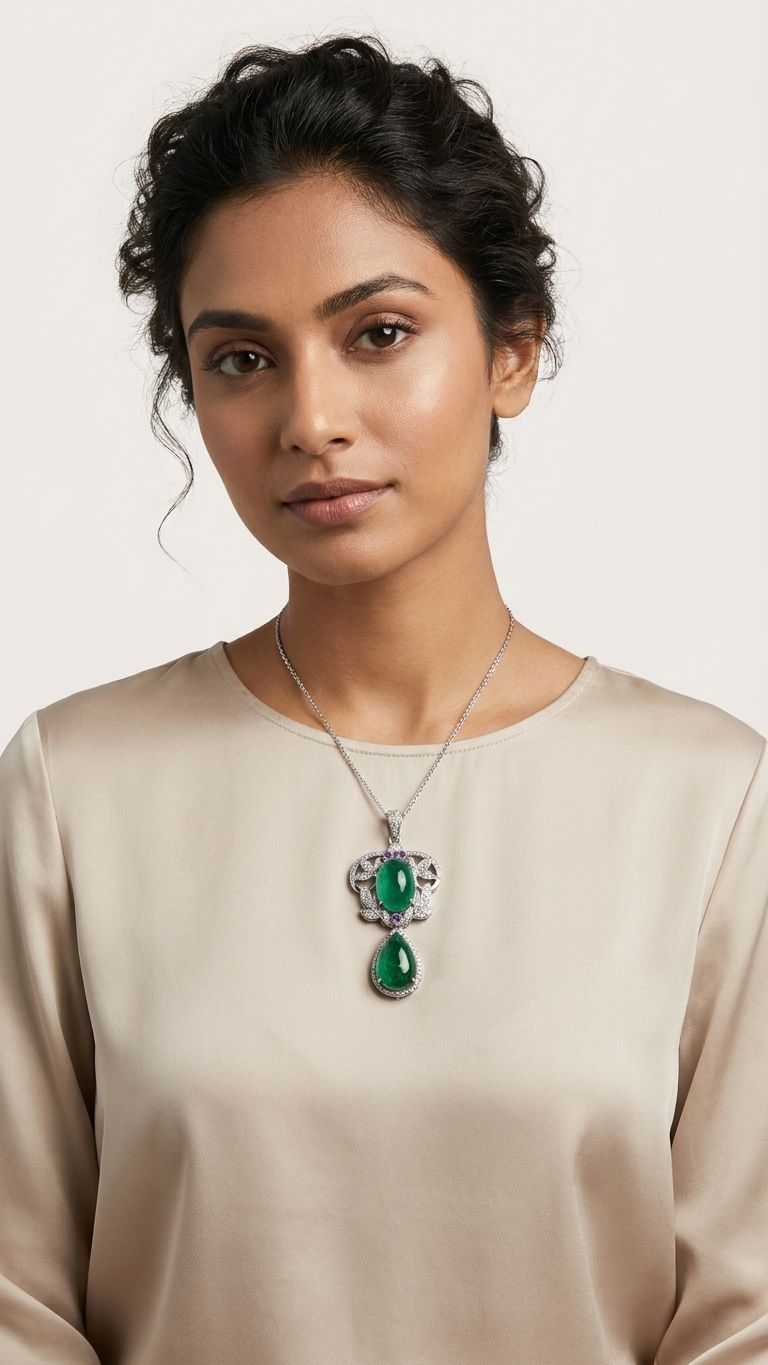 Emerald Pink sapphire Pendant view 2 — Pendants in 92.5 Sterling Silver