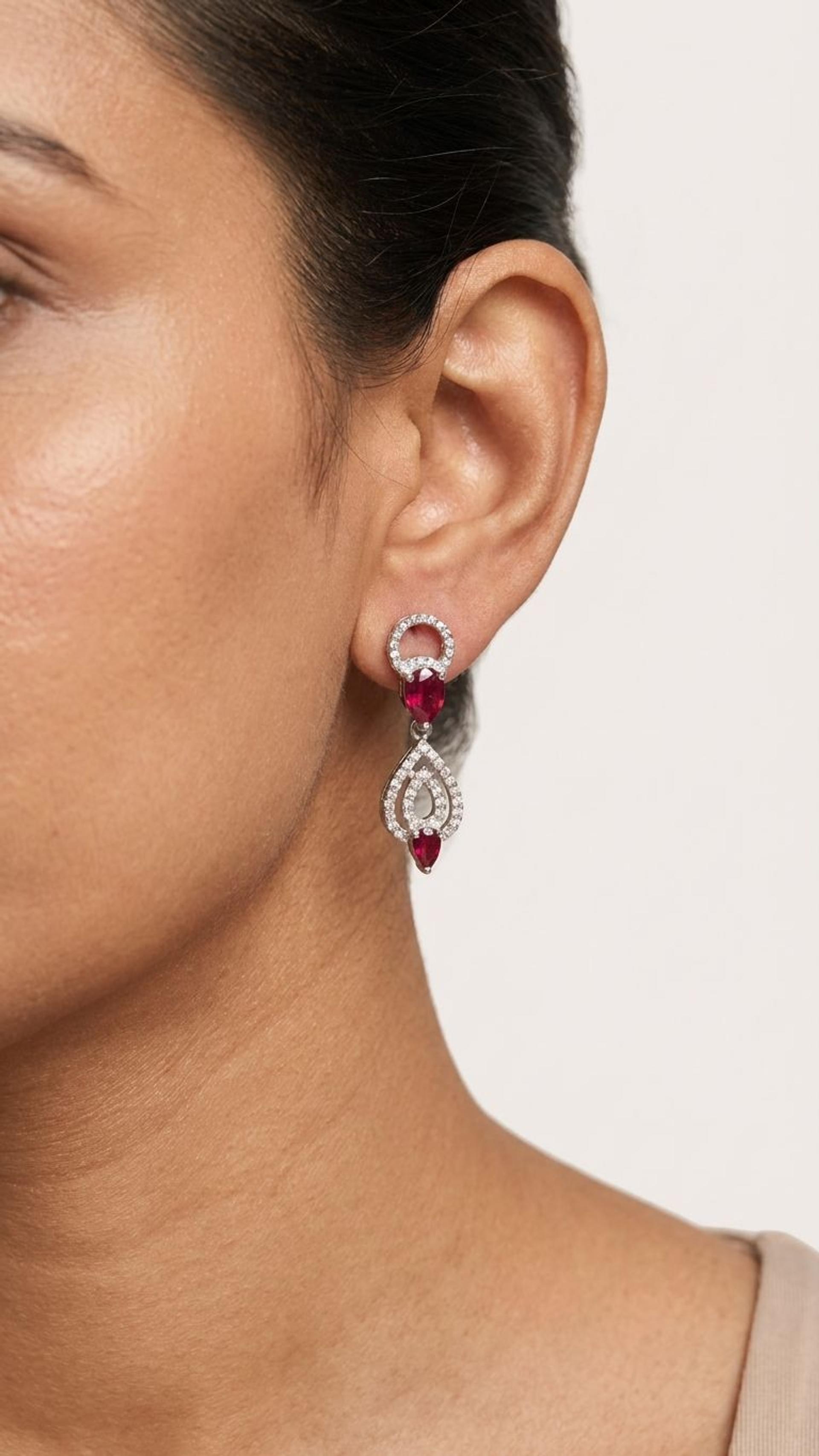 Ruby Earrings view 4 — Earrings in 92.5 Sterling Silver