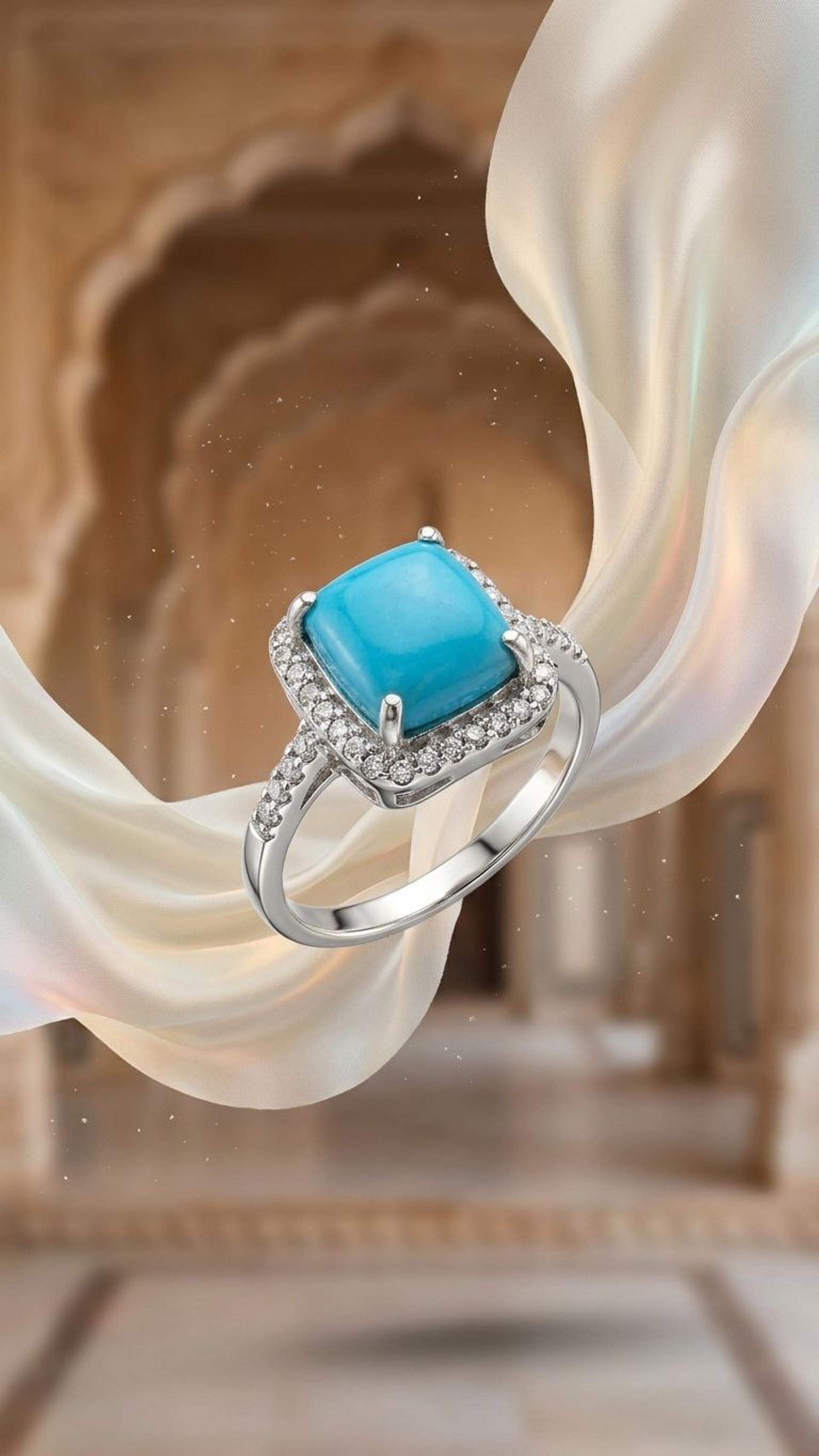 Turquoise Ring view 2 — Rings in 92.5 Sterling Silver