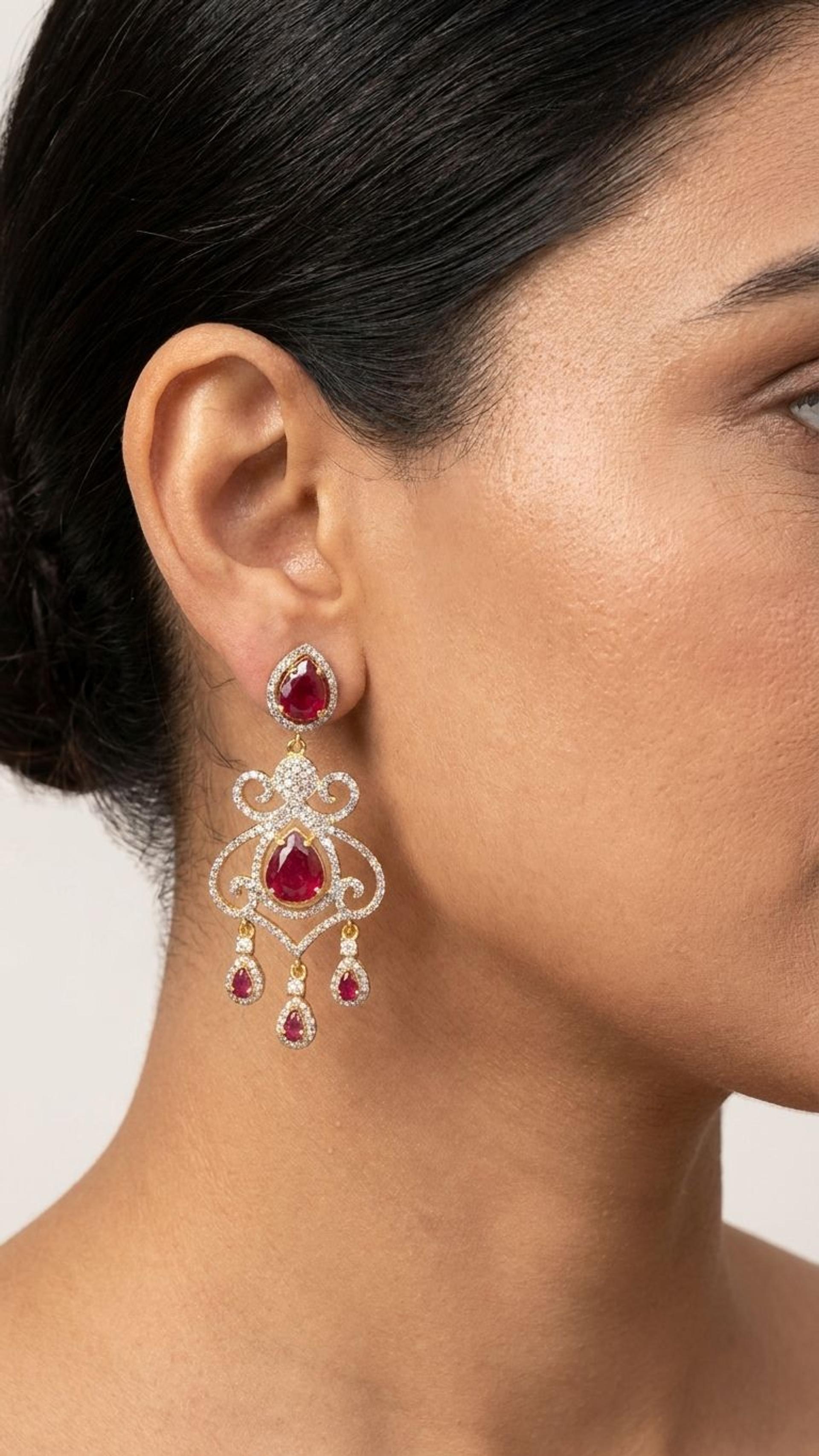 Ruby Earrings view 4 — Earrings in 92.5 Sterling Silver