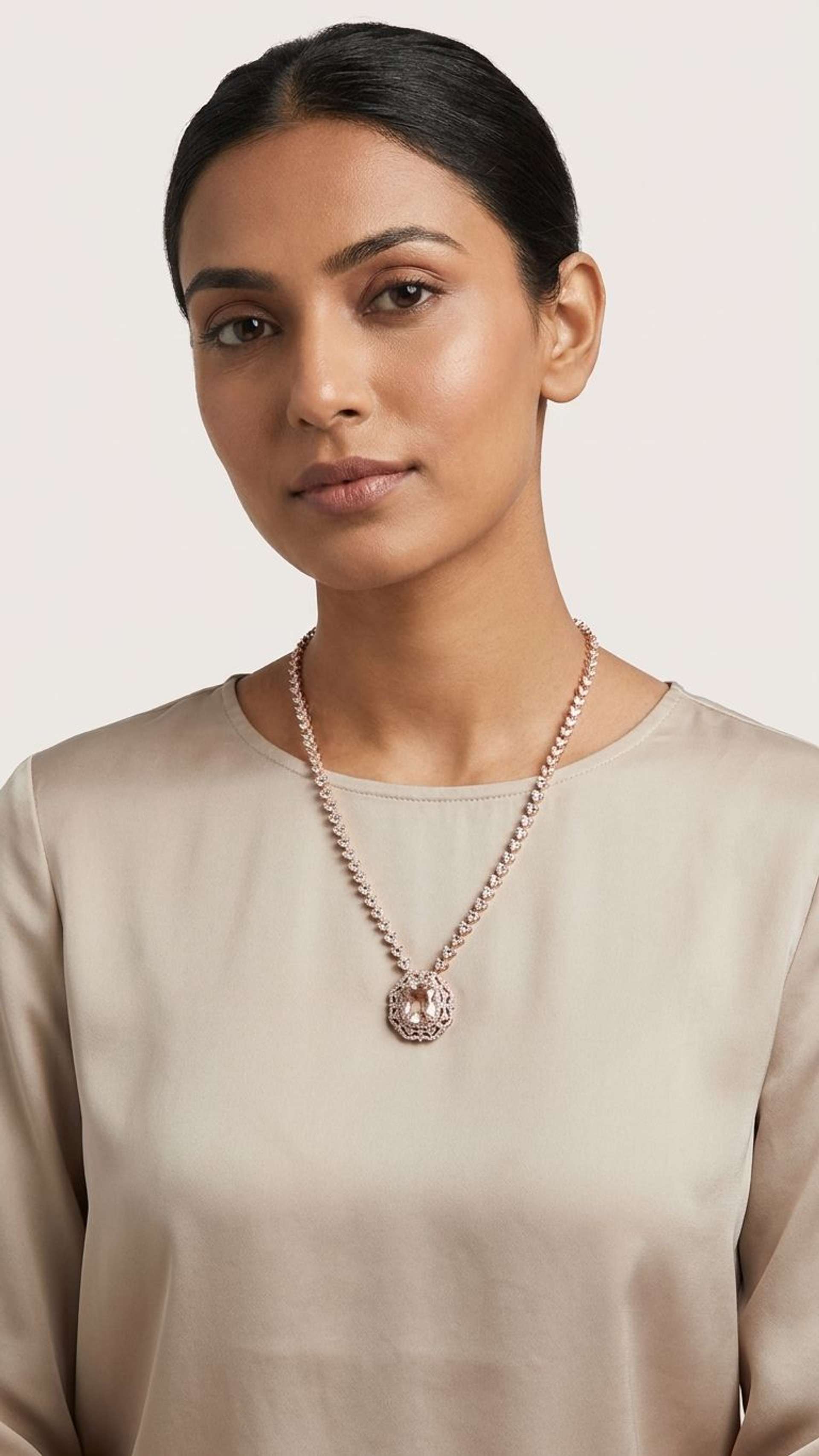 Morganite Necklace in 92.5 sterling silver by Surya Jewellers Jaipur