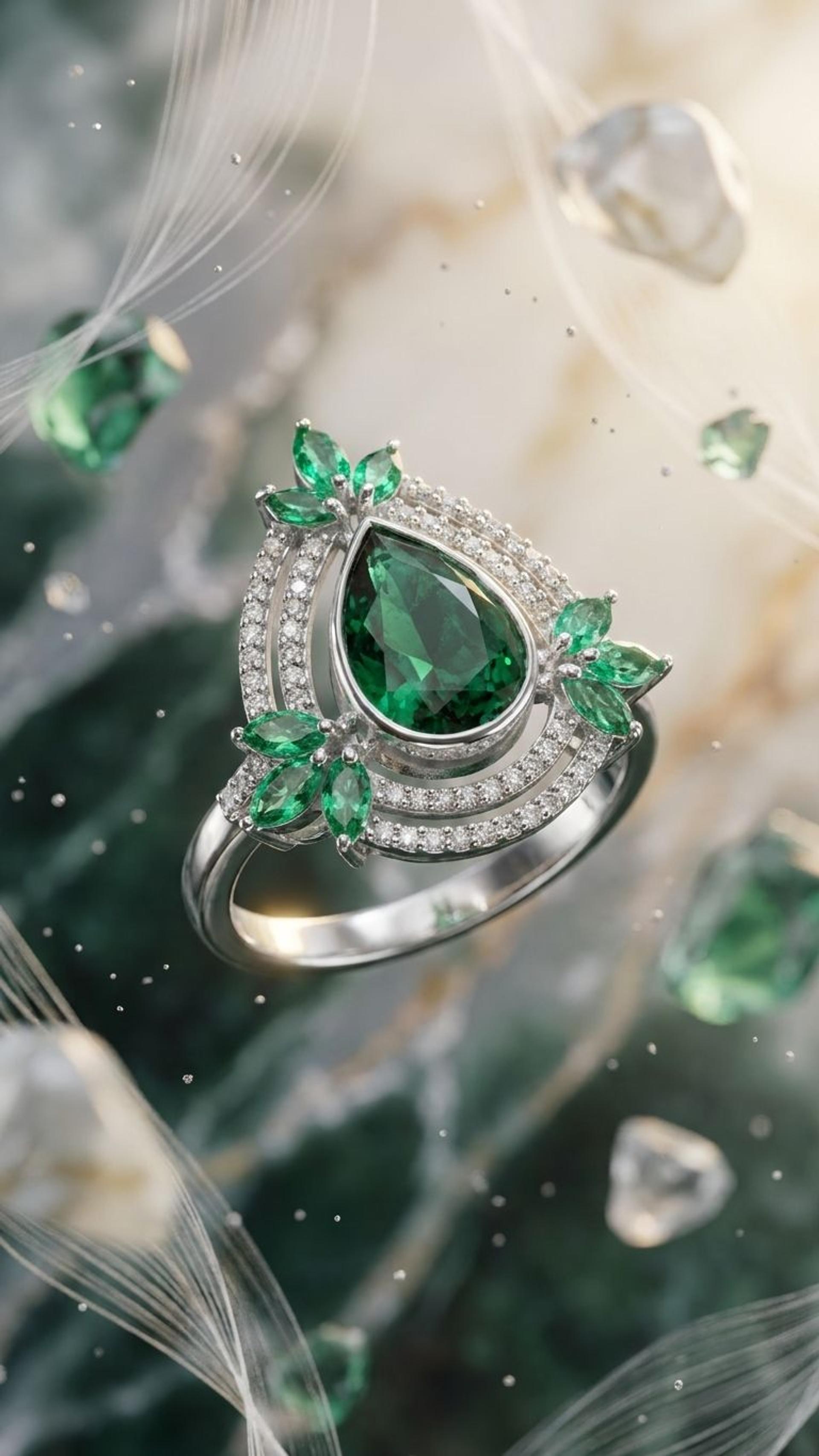 Emerald Emerald Ring in 92.5 Sterling Silver — Surya Jewellers Jaipur