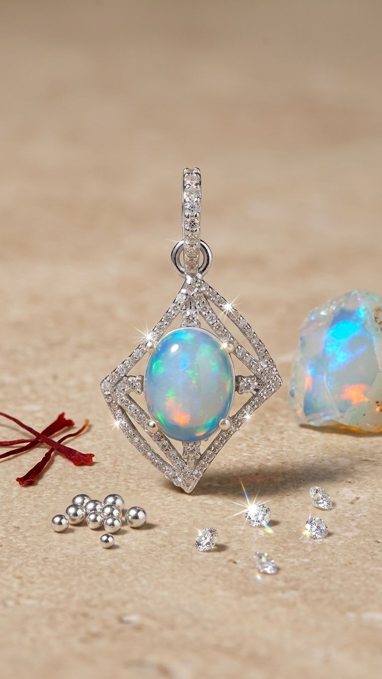 Opal Pendant view 2 — Pendants in 92.5 Sterling Silver