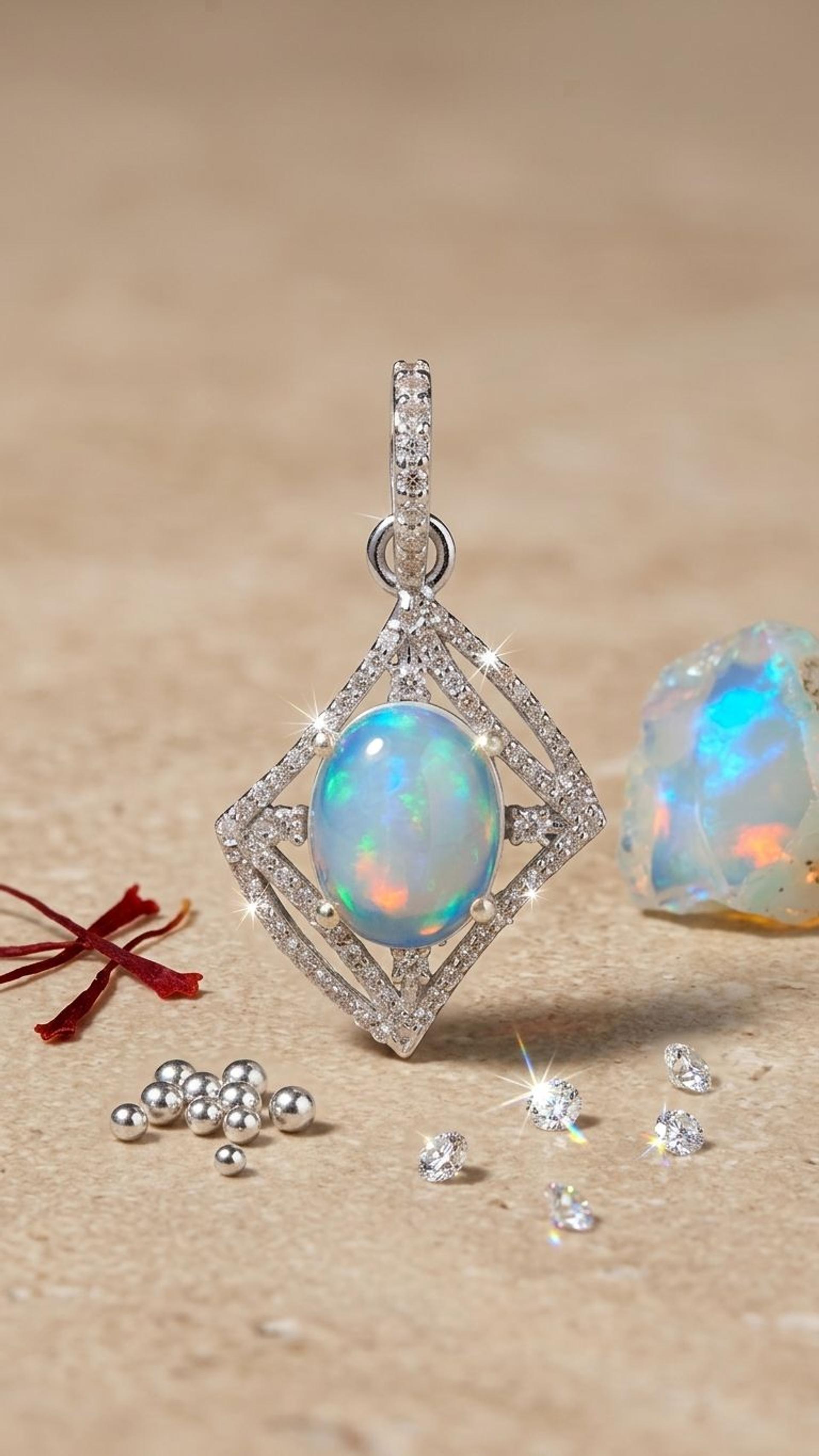 Opal Pendant view 2 — Pendants in 92.5 Sterling Silver