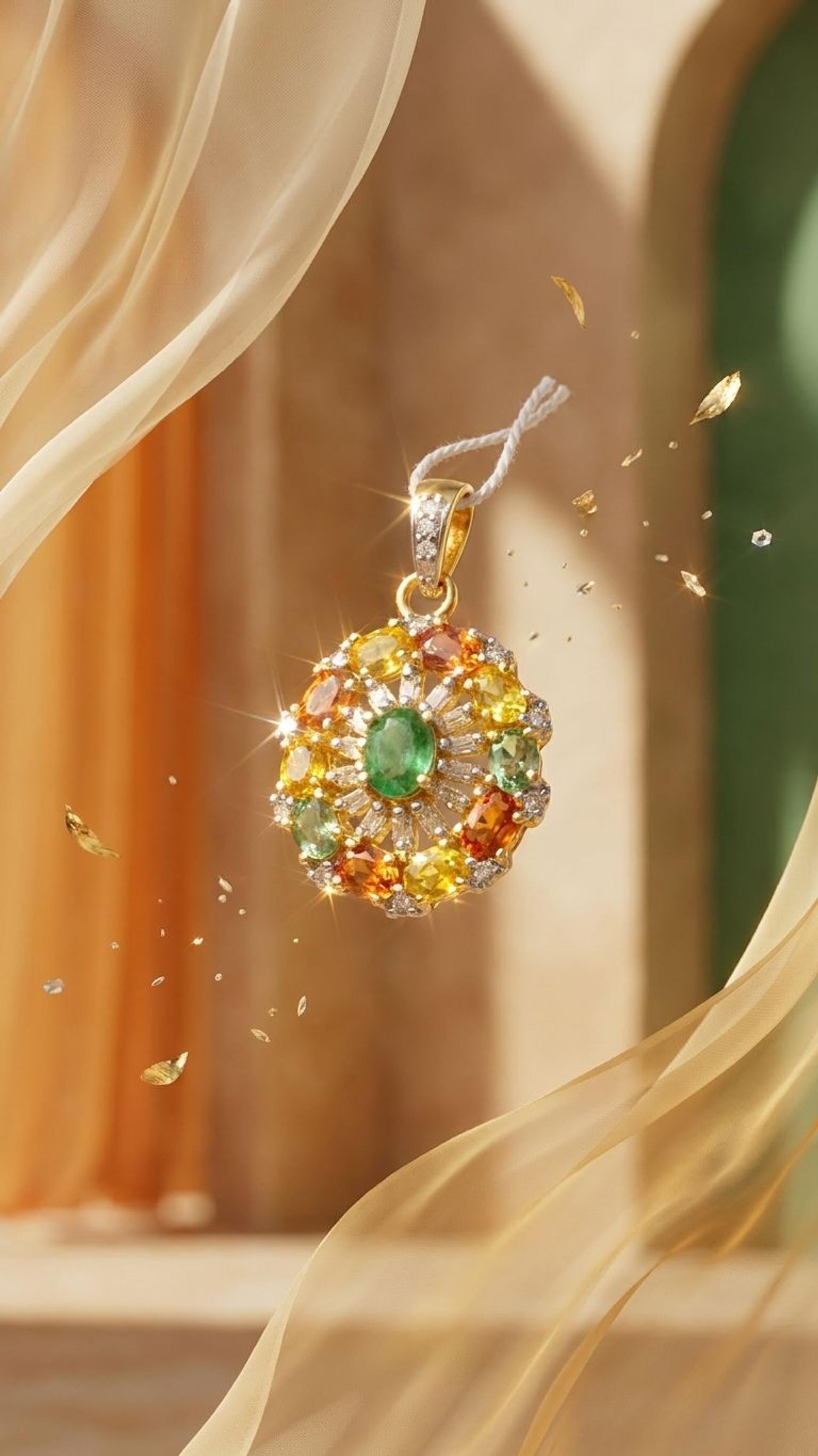 Multi Sapphire Multi Sapphire Pendant in 92.5 Sterling Silver — Surya Jewellers Jaipur