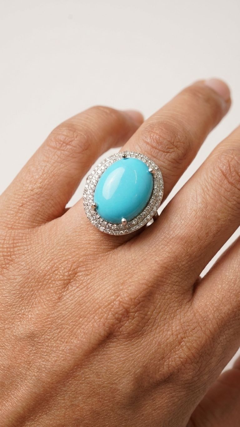 Turquoise Ring view 2 — Rings in 92.5 Sterling Silver