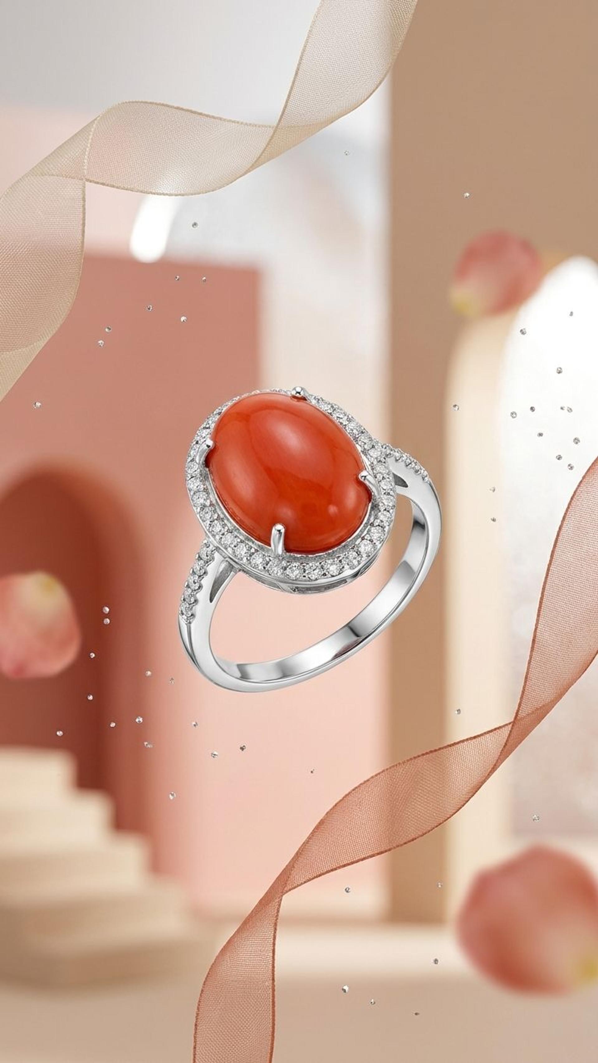 Coral Ring view 3 — Rings in 92.5 Sterling Silver