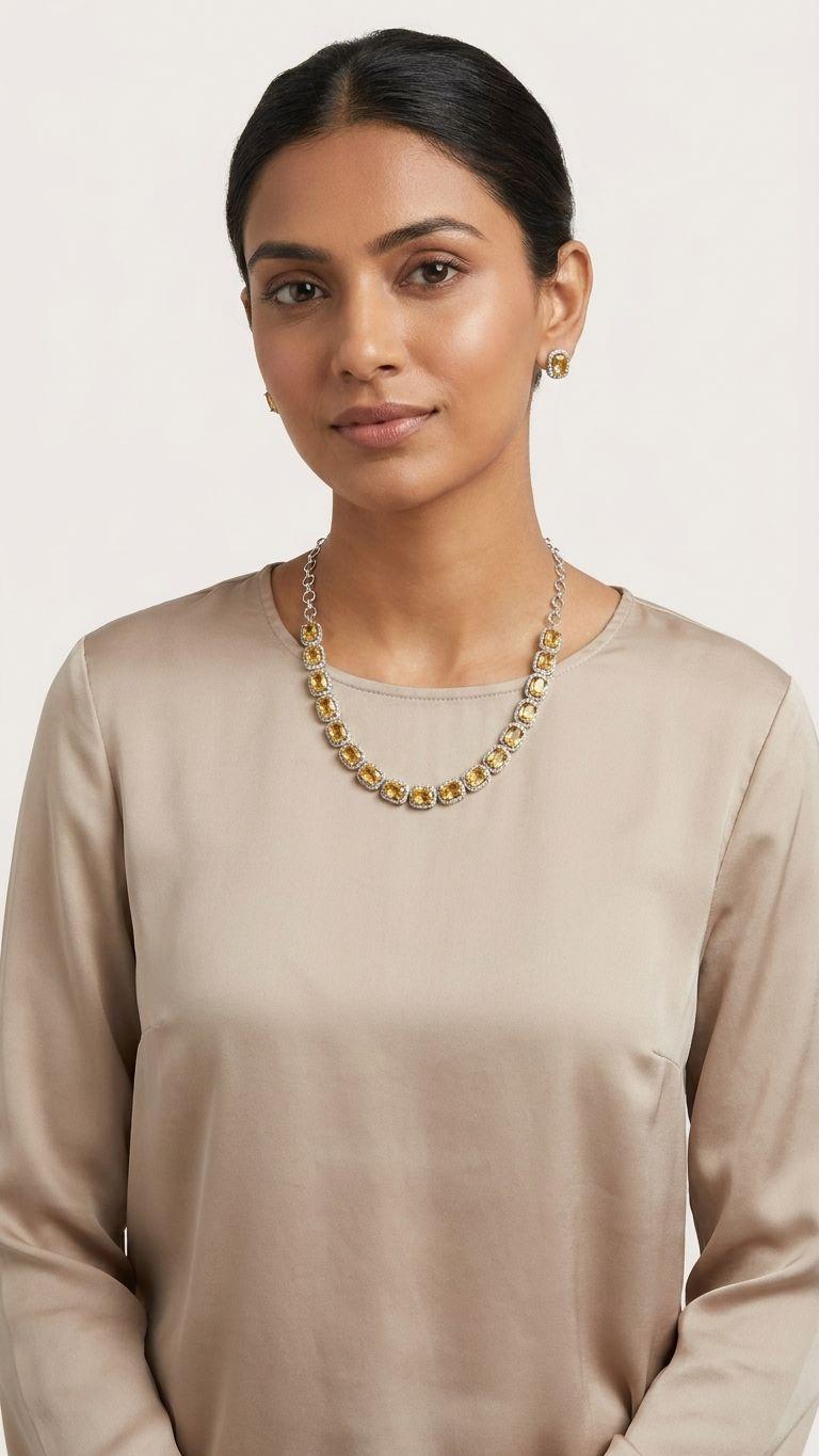 Yellow aquamarine Yellow Aquamarine Necklace in 92.5 Sterling Silver — Surya Jewellers Jaipur