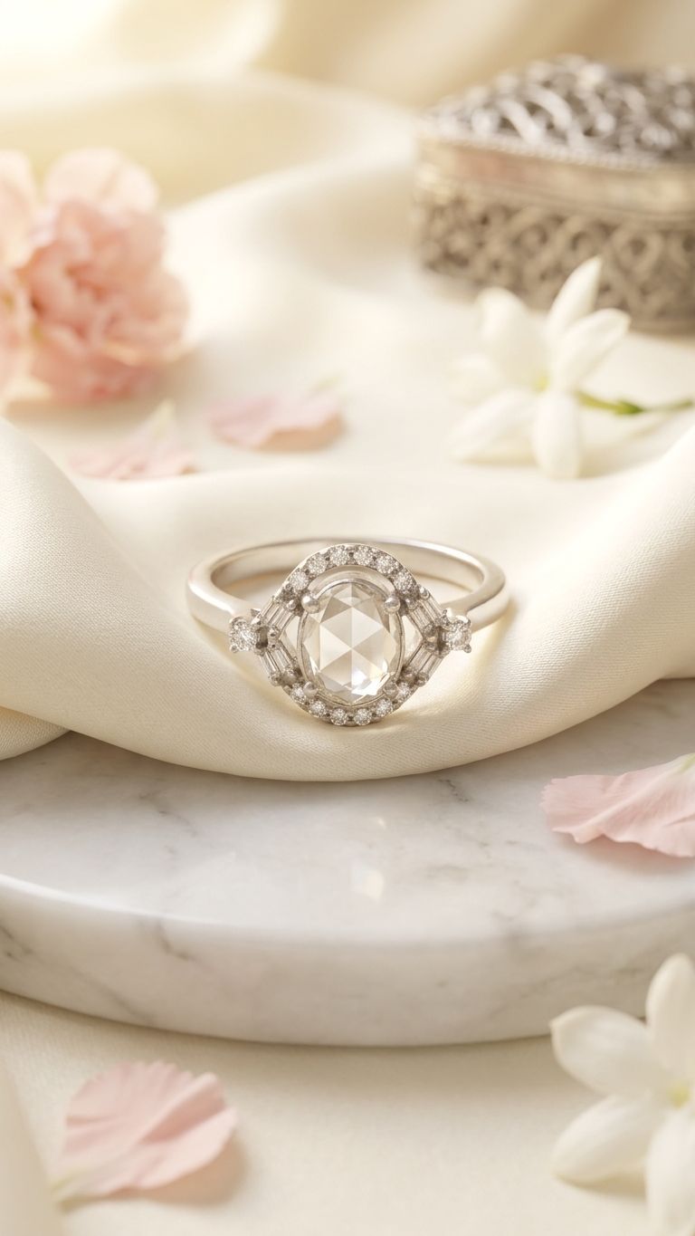 Diamond Polki Ring view 3 — Rings in 92.5 Sterling Silver