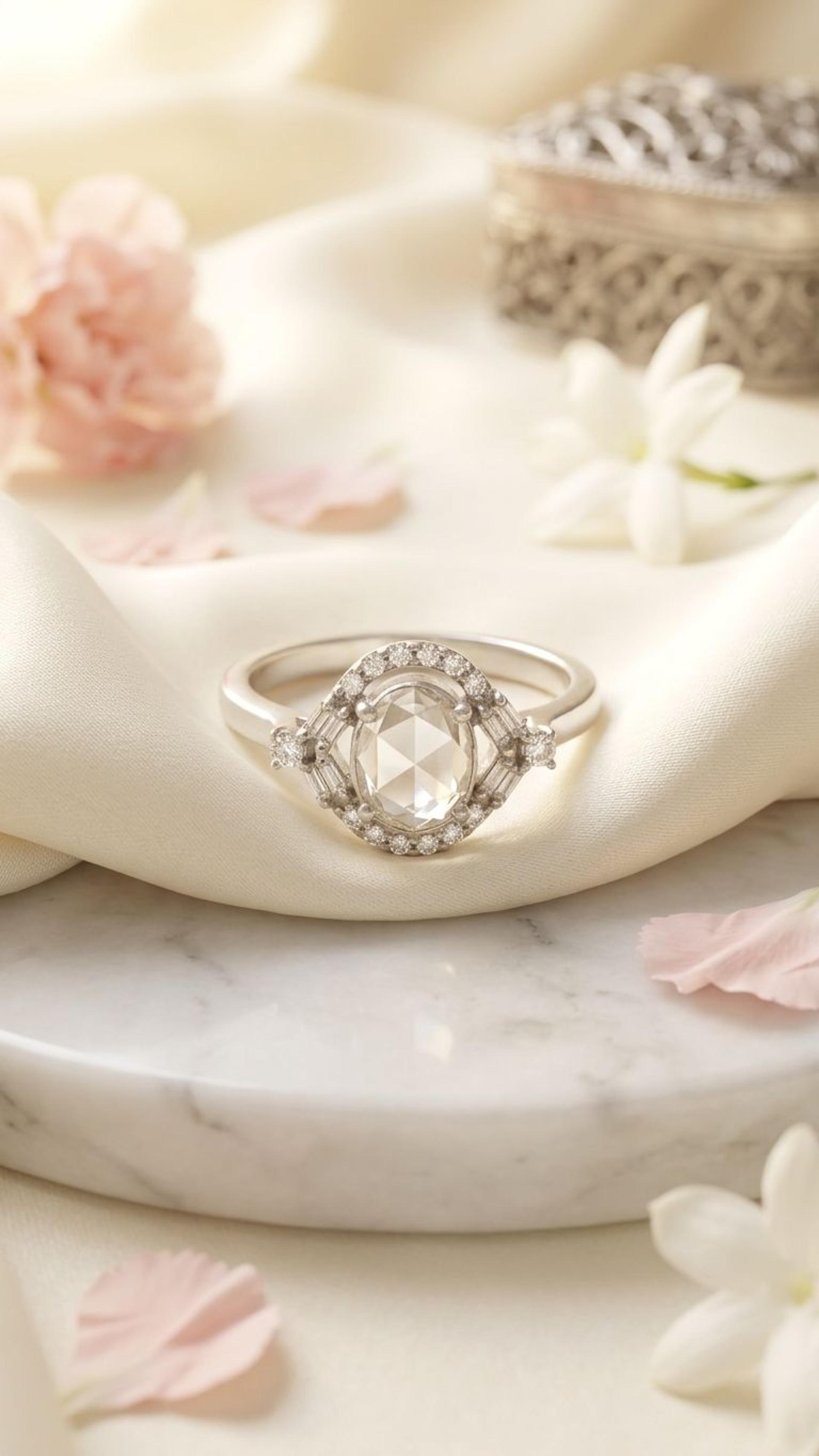 Diamond Polki Ring view 3 — Rings in 92.5 Sterling Silver
