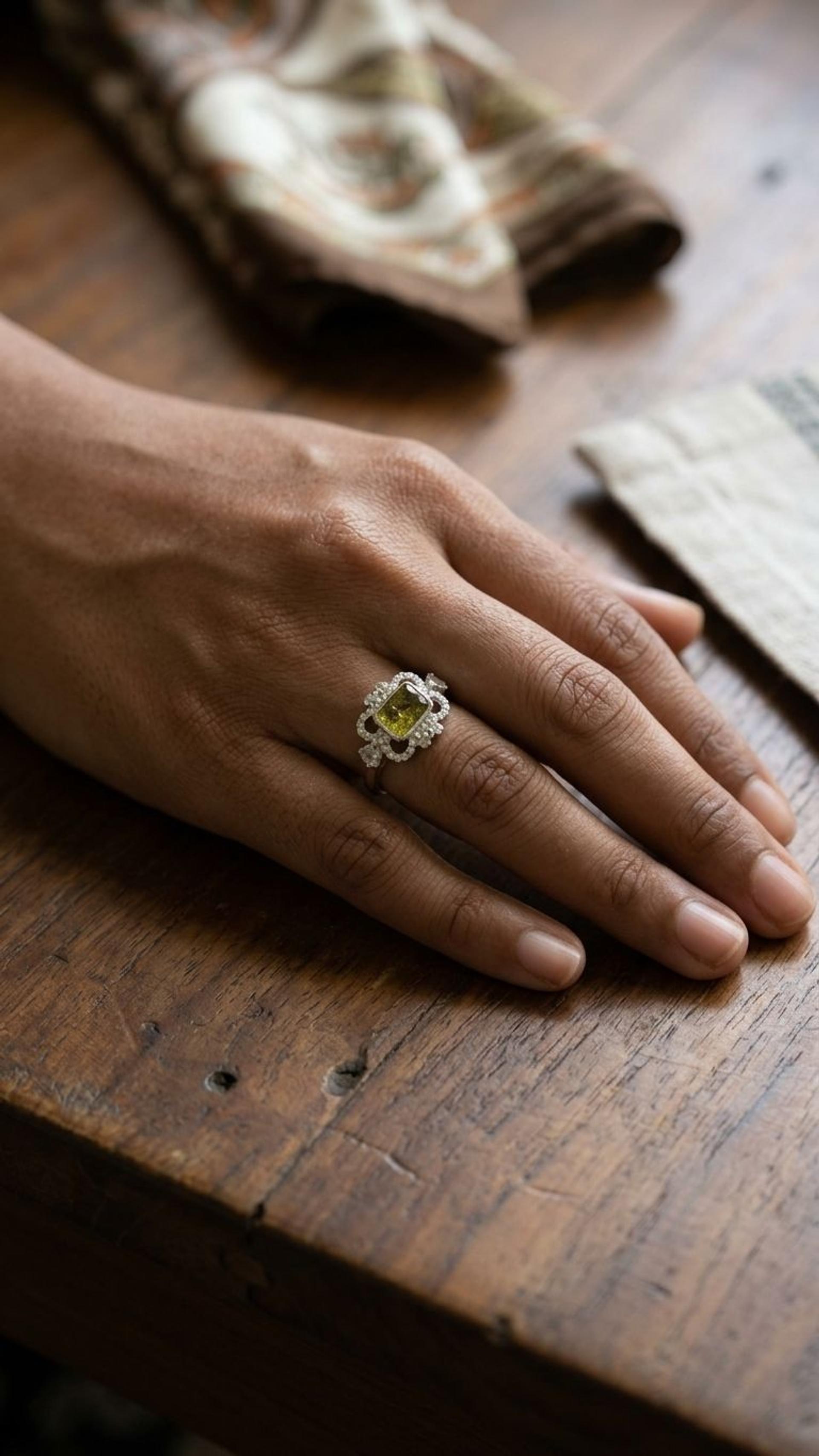 Diamond Polki Ring view 3 — Rings in 92.5 Sterling Silver