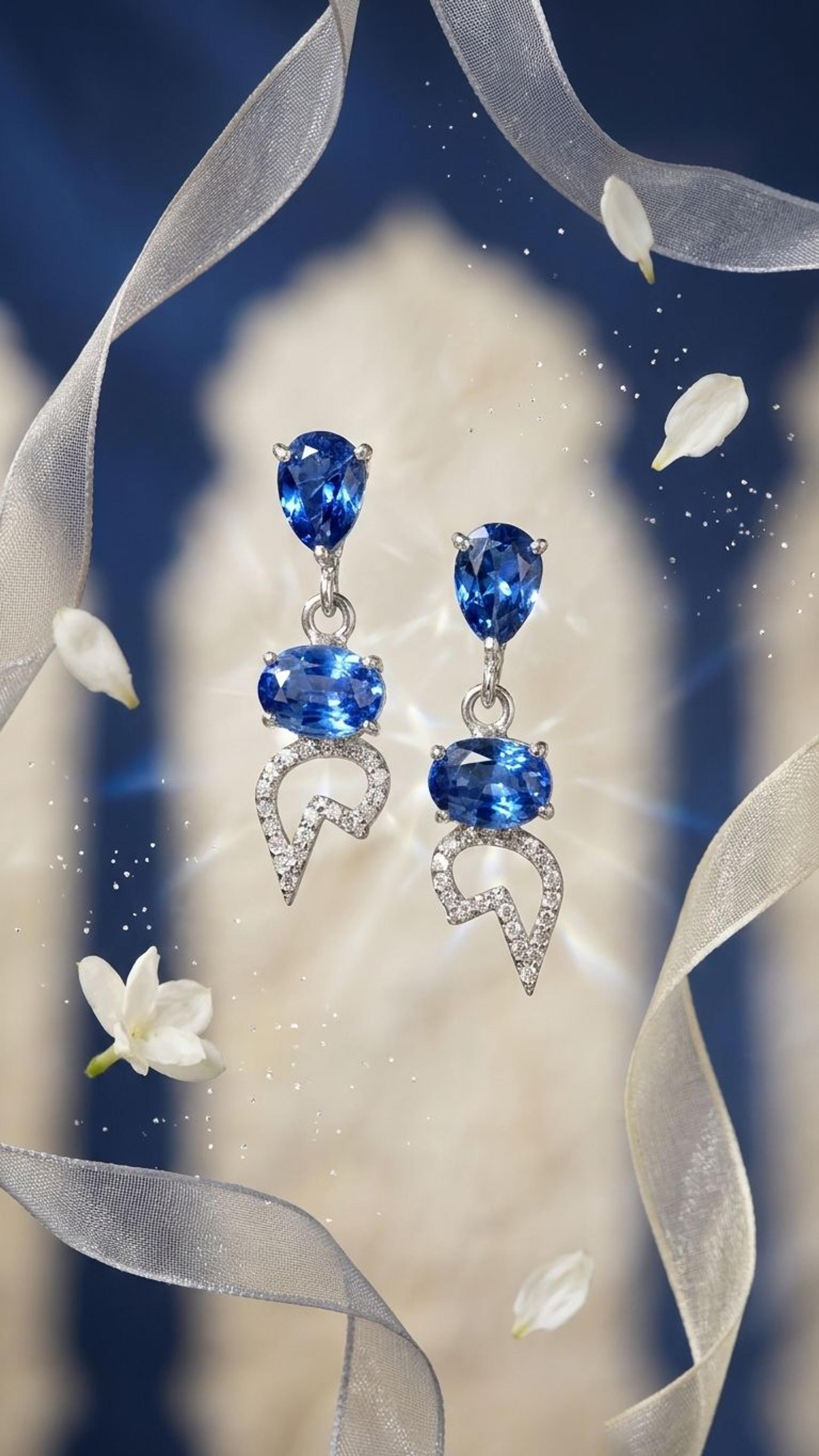 Kyanite Earrings view 3 — Earrings in 92.5 Sterling Silver