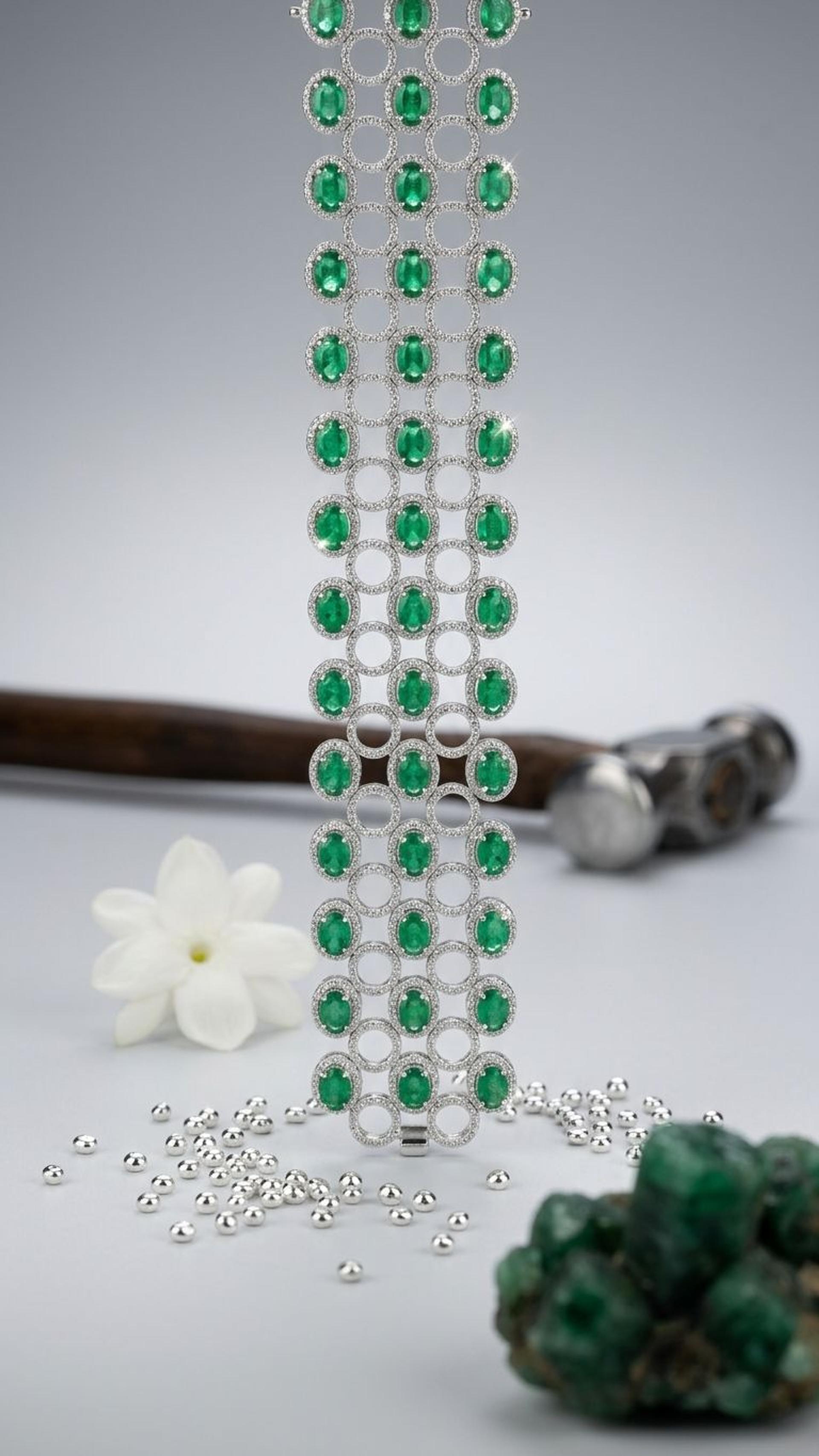 Emerald Emerald Bracelet in 92.5 Sterling Silver — Surya Jewellers Jaipur