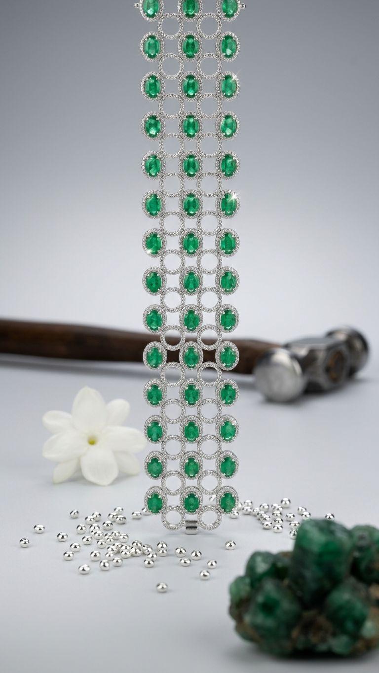 Emerald Emerald Bracelet in 92.5 Sterling Silver — Surya Jewellers Jaipur