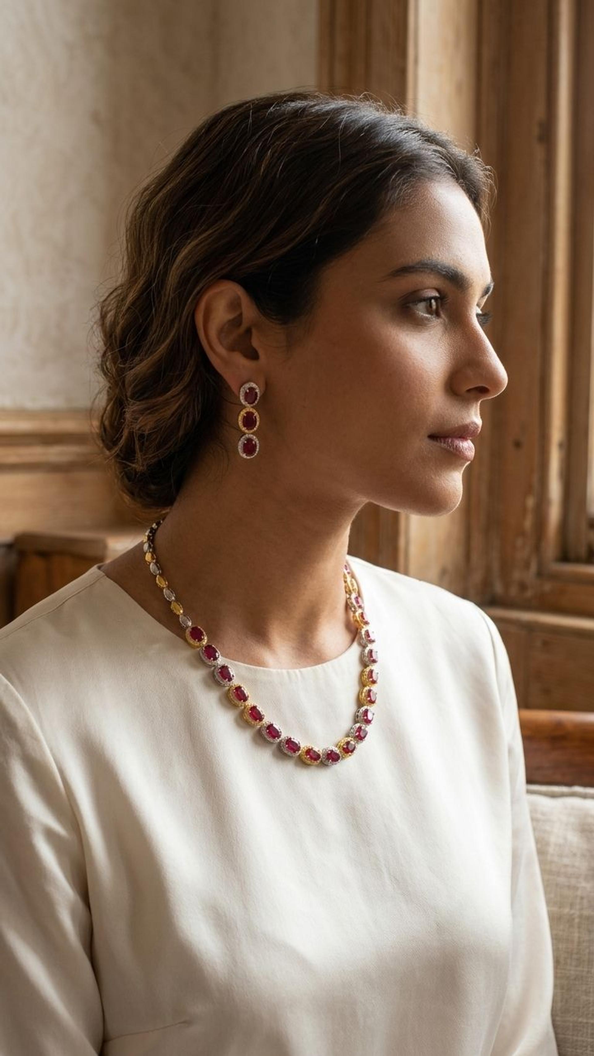 Ruby Necklace view 3 — Necklaces in 92.5 Sterling Silver