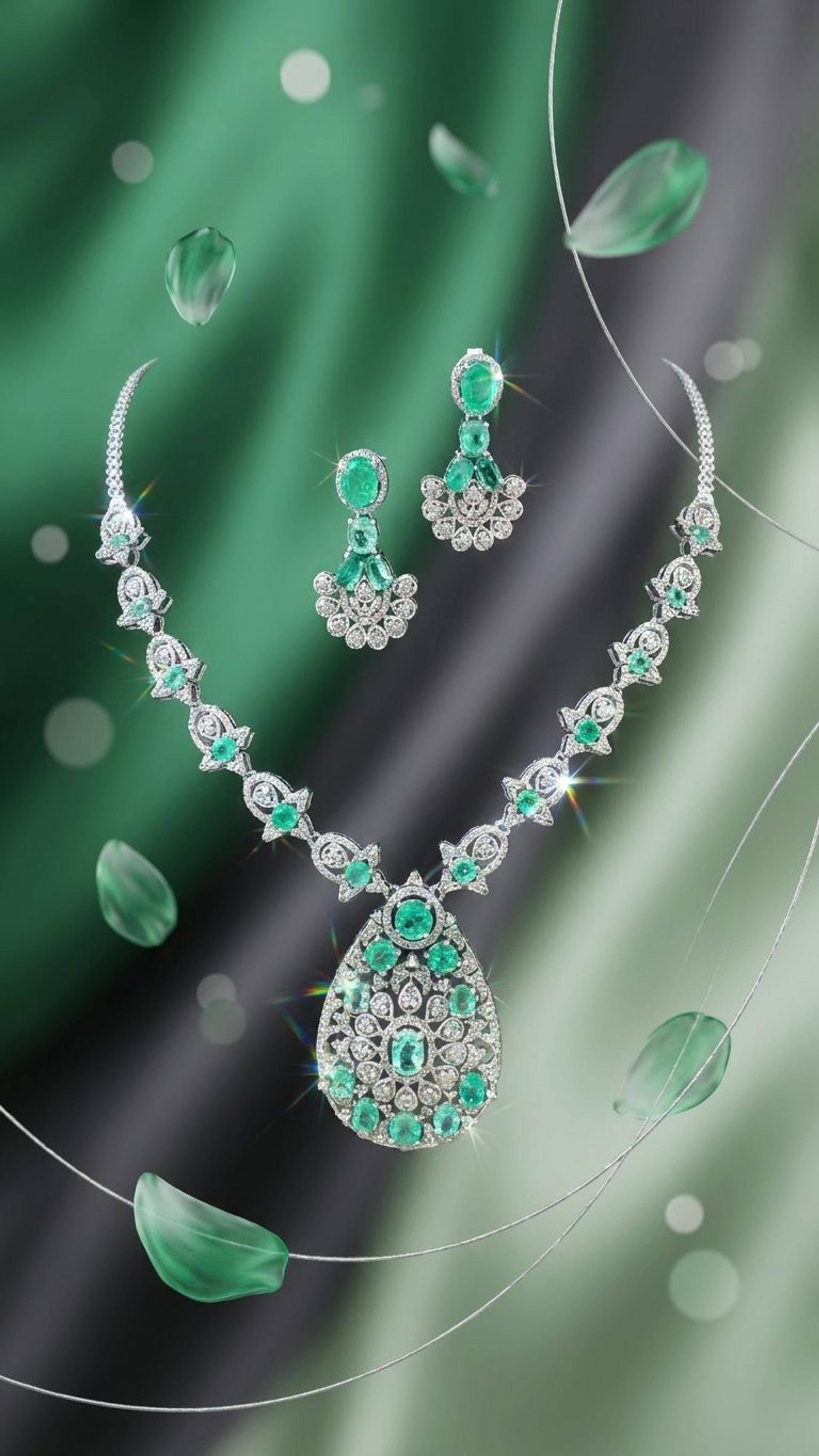 Emerald Necklace view 4 — Necklaces in 92.5 Sterling Silver