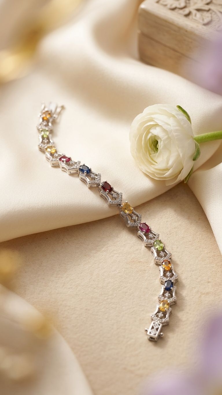 Multi Sapphire Bracelet view 2 — Bracelets in 92.5 Sterling Silver