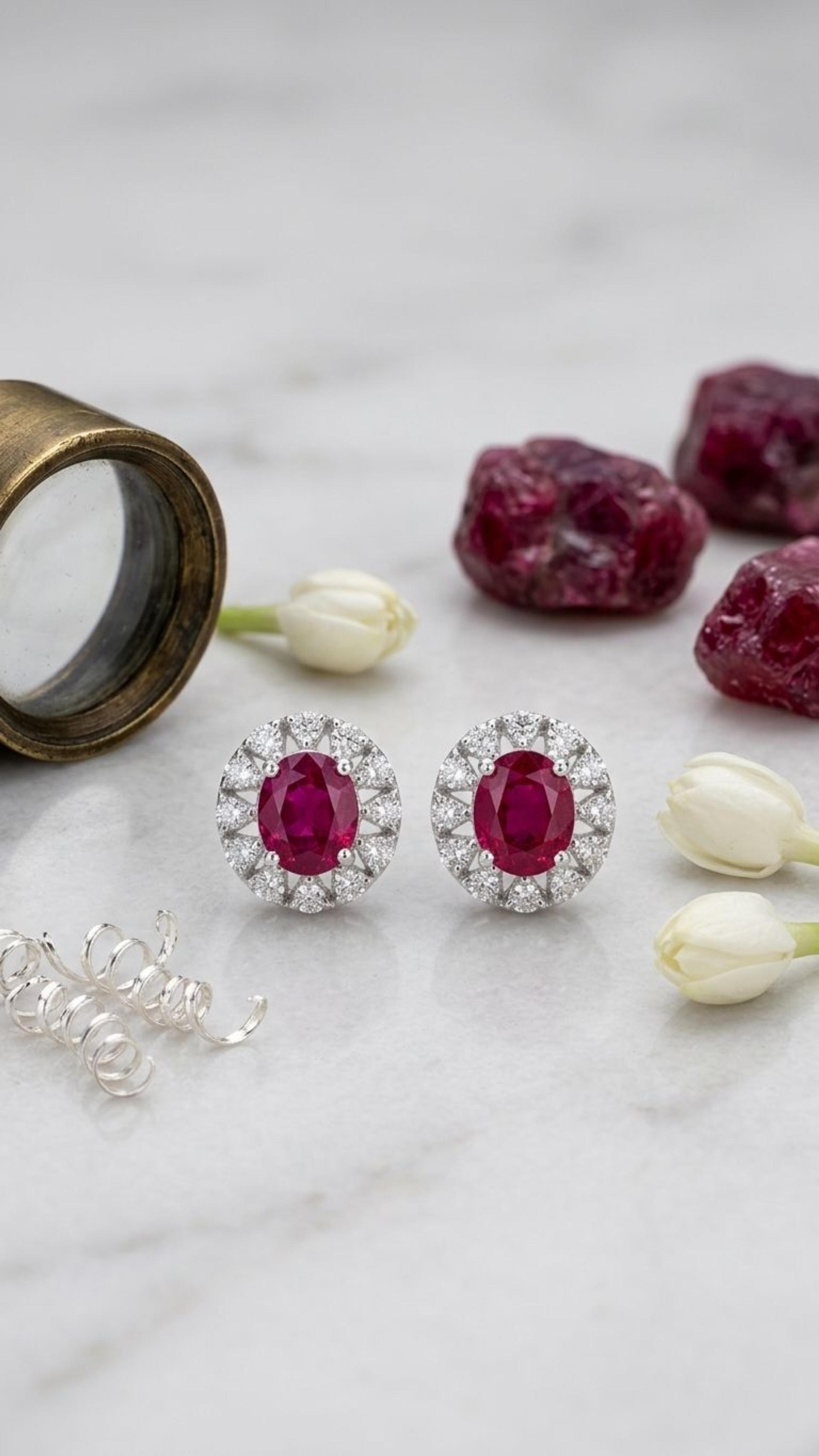 Ruby Stud view 2 — Studs in 92.5 Sterling Silver