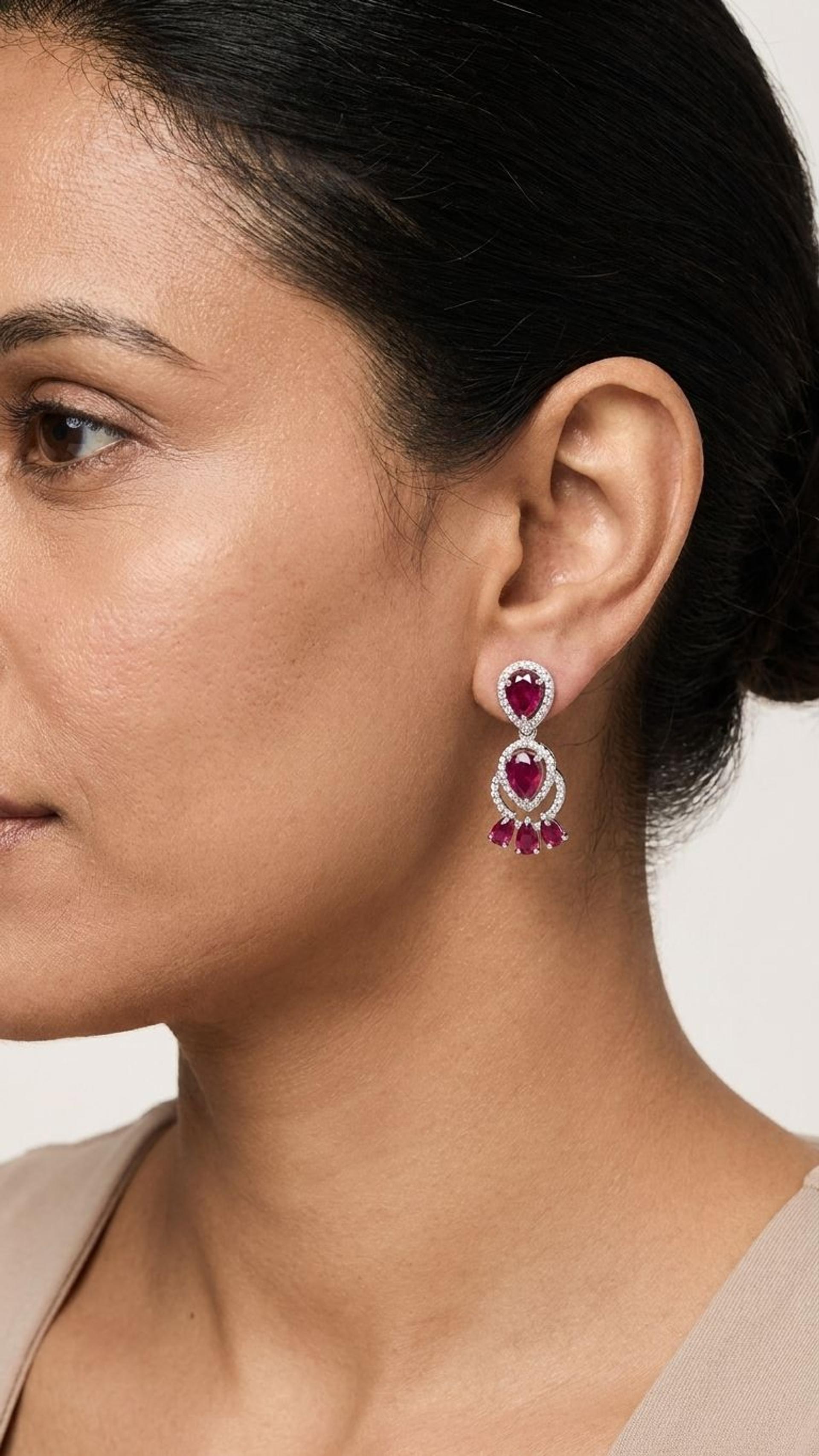 Ruby Ruby Earrings in 92.5 Sterling Silver — Surya Jewellers Jaipur