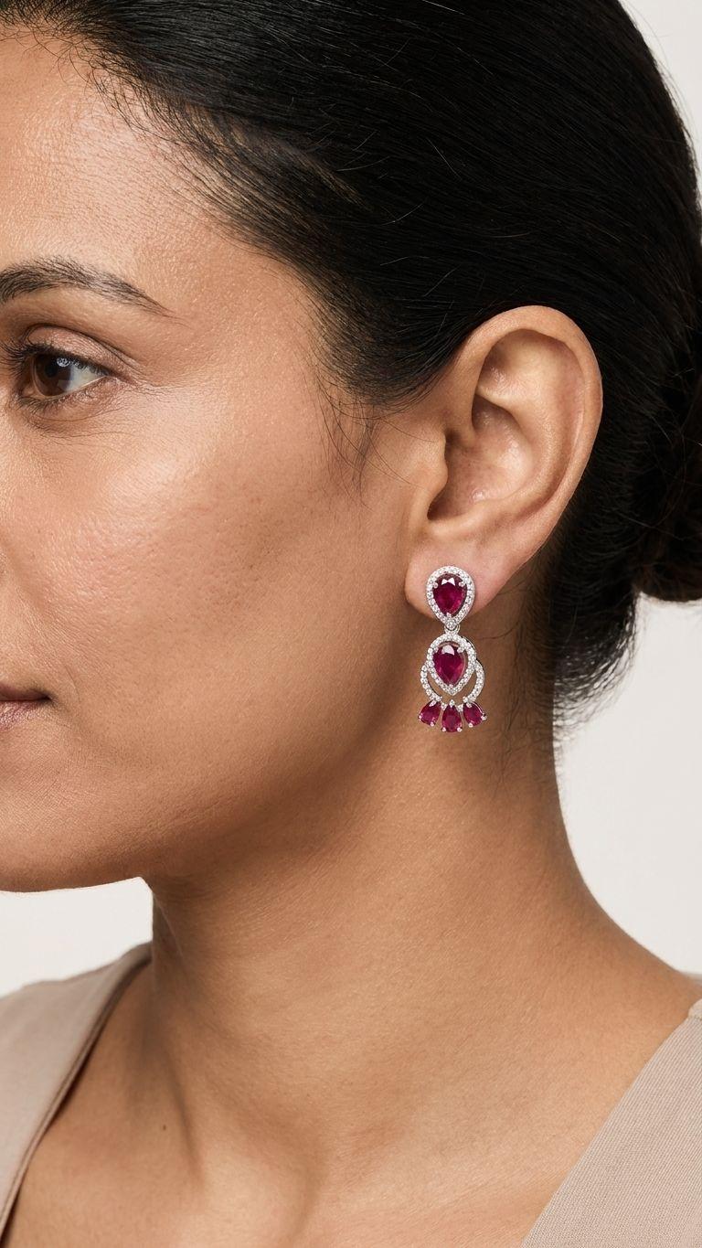 Ruby Ruby Earrings in 92.5 Sterling Silver — Surya Jewellers Jaipur