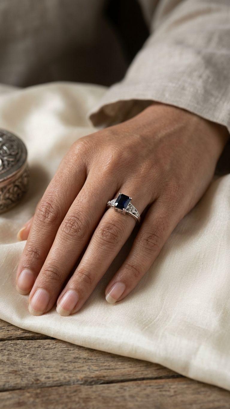 Blue Sapphire Blue Sapphire Ring in 92.5 Sterling Silver — Surya Jewellers Jaipur